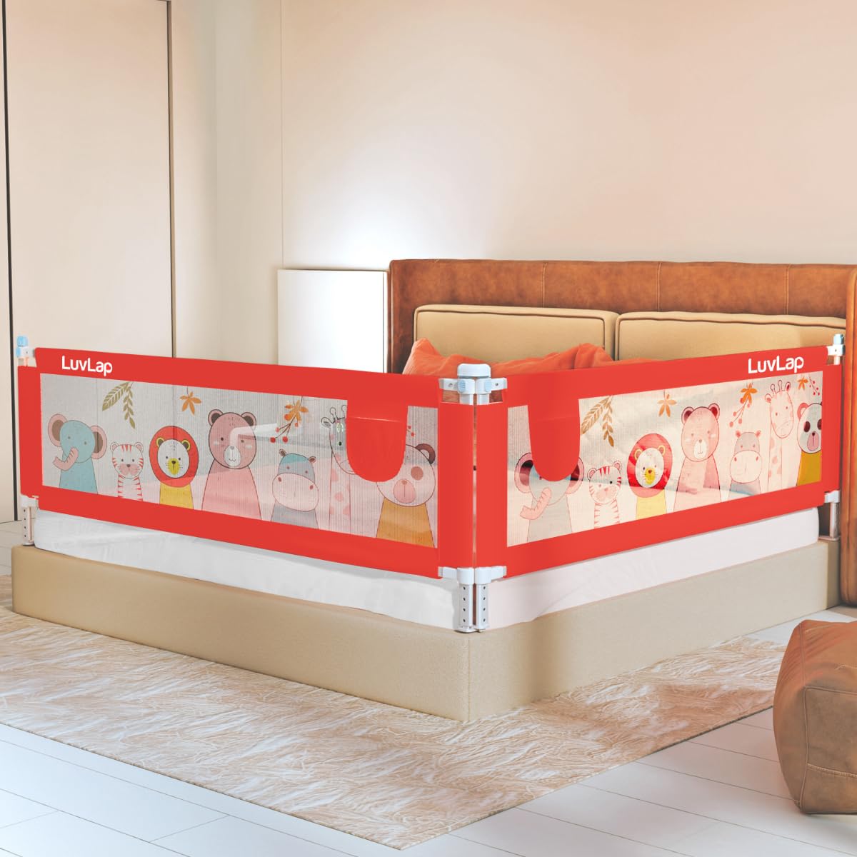 LuvLap Steel Bed Rail Guard for Baby/Kids Safety, 180CmX72 Cm(6Ft X 2.3Ft), Portable & Foldable, Baby Safety Essential, Adjustable Height, Attractive Cartoon Prints, Fits All Bed Sizes (Red-Printed) LuvLap Steel Bed Rail Guard for Baby/Kids Safety, 180CmX72 Cm(6Ft X 2.3Ft), Portable & Foldable, Baby Safety Essential, Adjustable Height, Attractive Cartoon Prints, Fits All Bed Sizes (Red-Printed)
