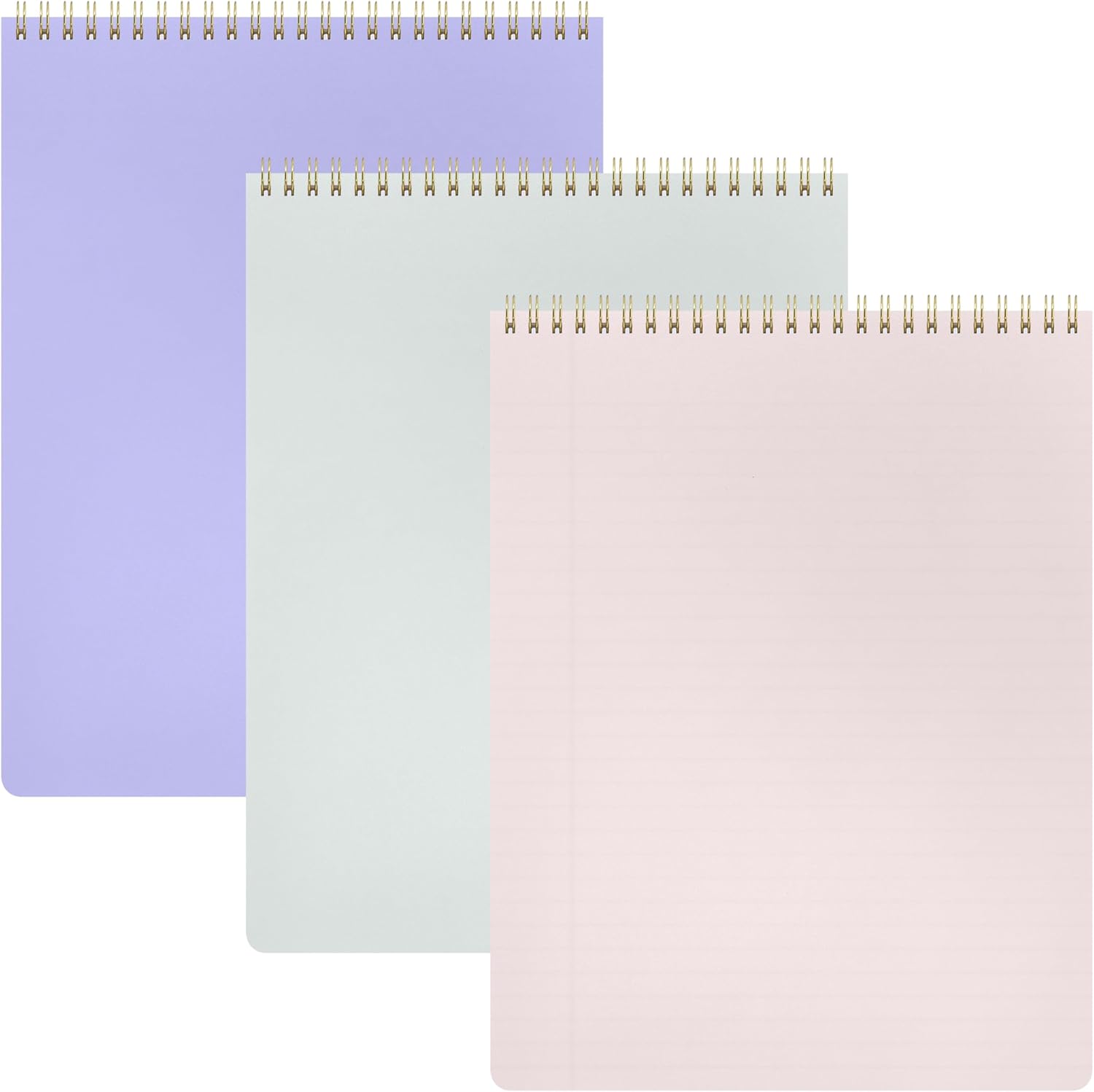 PAPERAGE Top Bound Spiral Notebook, 3 Pack, Lined Notepad, (Lavender/Blush/Light Grey), 70 Sheets (140 Pages) Per Notebook, Wide/Legal Ruled, 8.5 inches x 11 inches