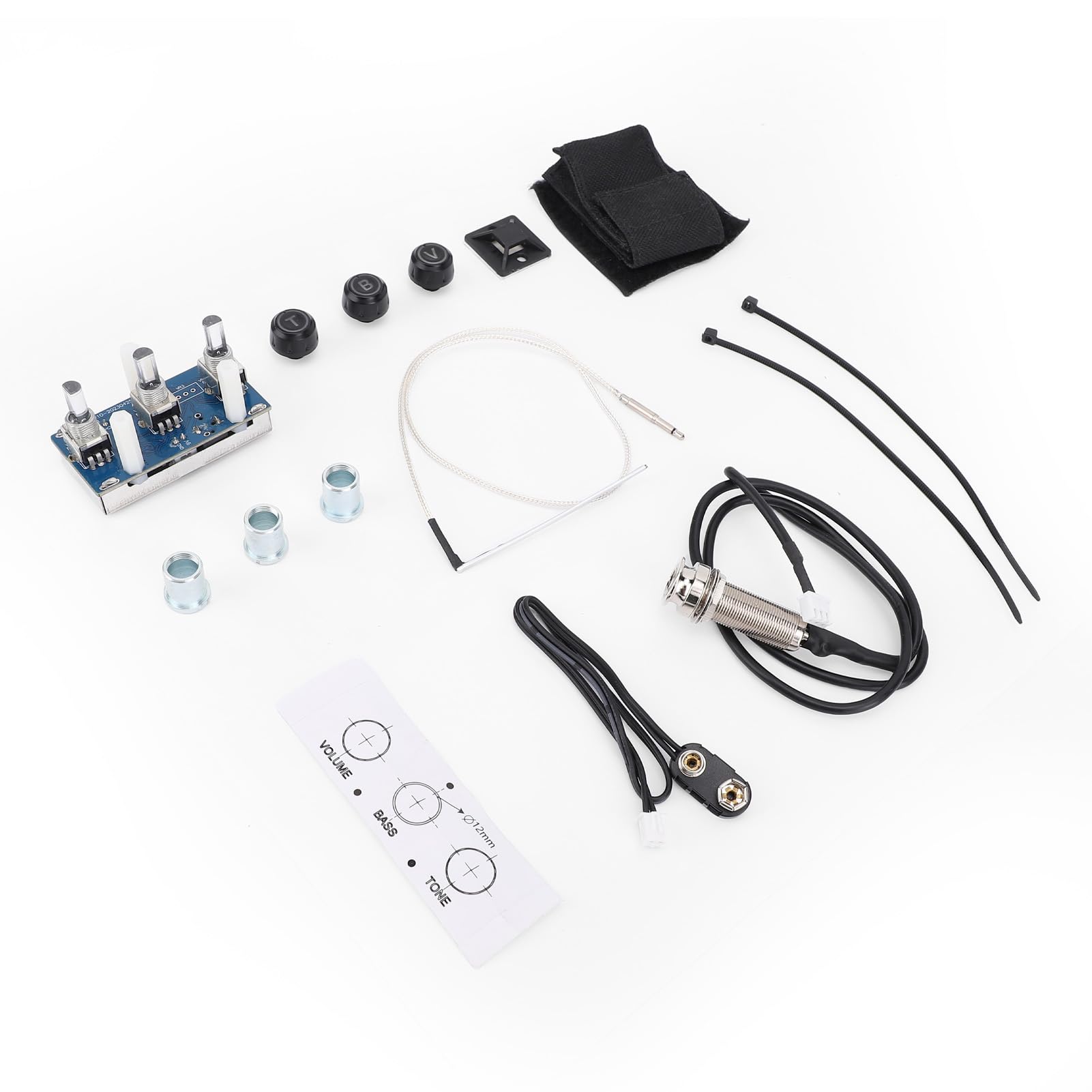 Keenso Pickup Piezoelettrico Attivo, Pickup per Chitarra in Plastica e Acciaio Al Carbonio con Equalizzatore a 3 Bande, Suono Ad Alta fedeltà Alimentato a 9 V per Chitarristi Folk Acustici da 36"