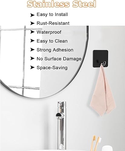 Miniatura 7 de Ganchos adhesivos para toallas para baños, 8 ganchos para toallas para colgar sombrero, bata, abrigo, ganchos para cocina, gancho adhesivo fuerte