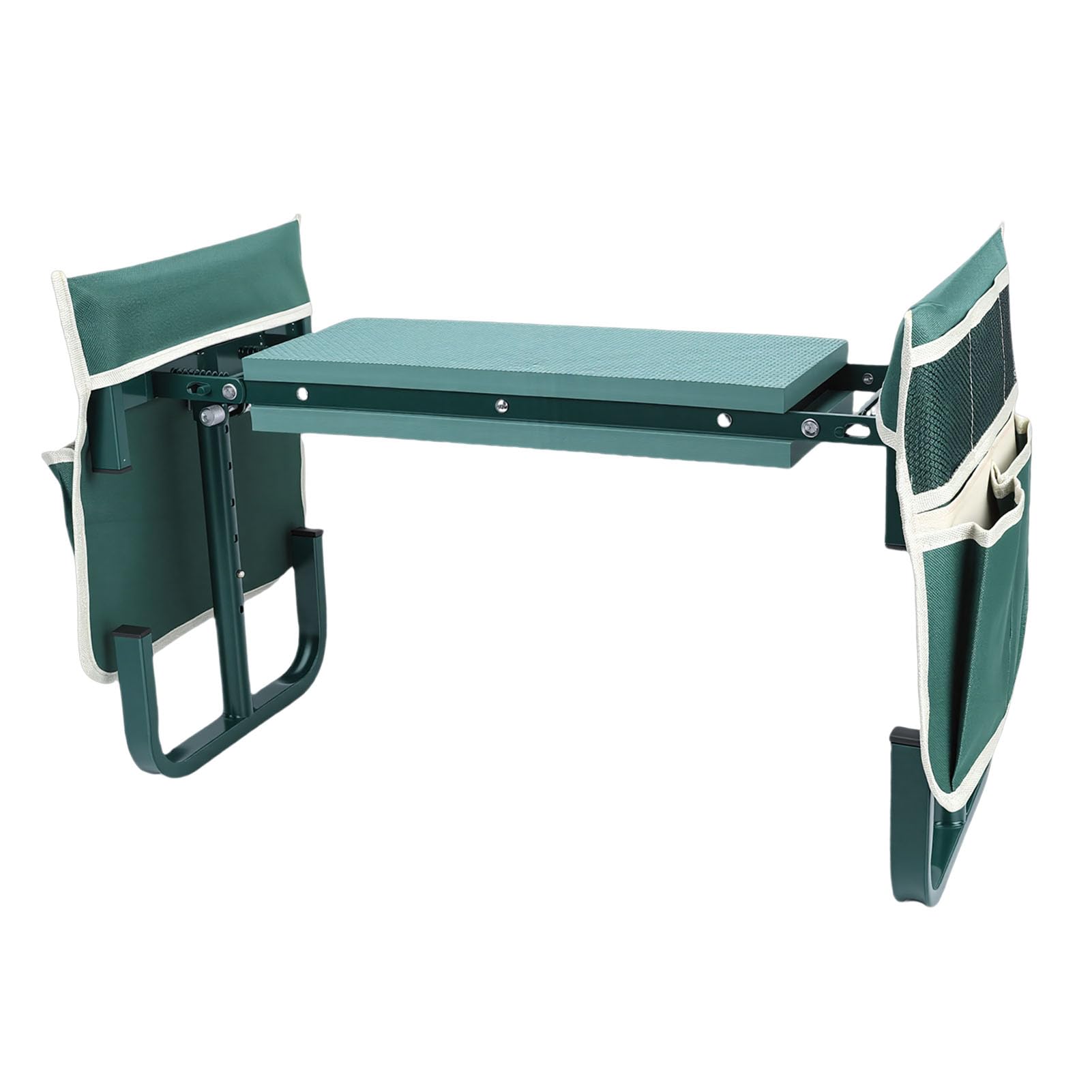 Sedile Inginocchiatoio da Giardino con Borse per Attrezzi, Sgabello da Giardino Pieghevole per Inginocchiarsi e Sedersi, Sgabello da Ad Altezza Regolabile per Piantare (GREEN)