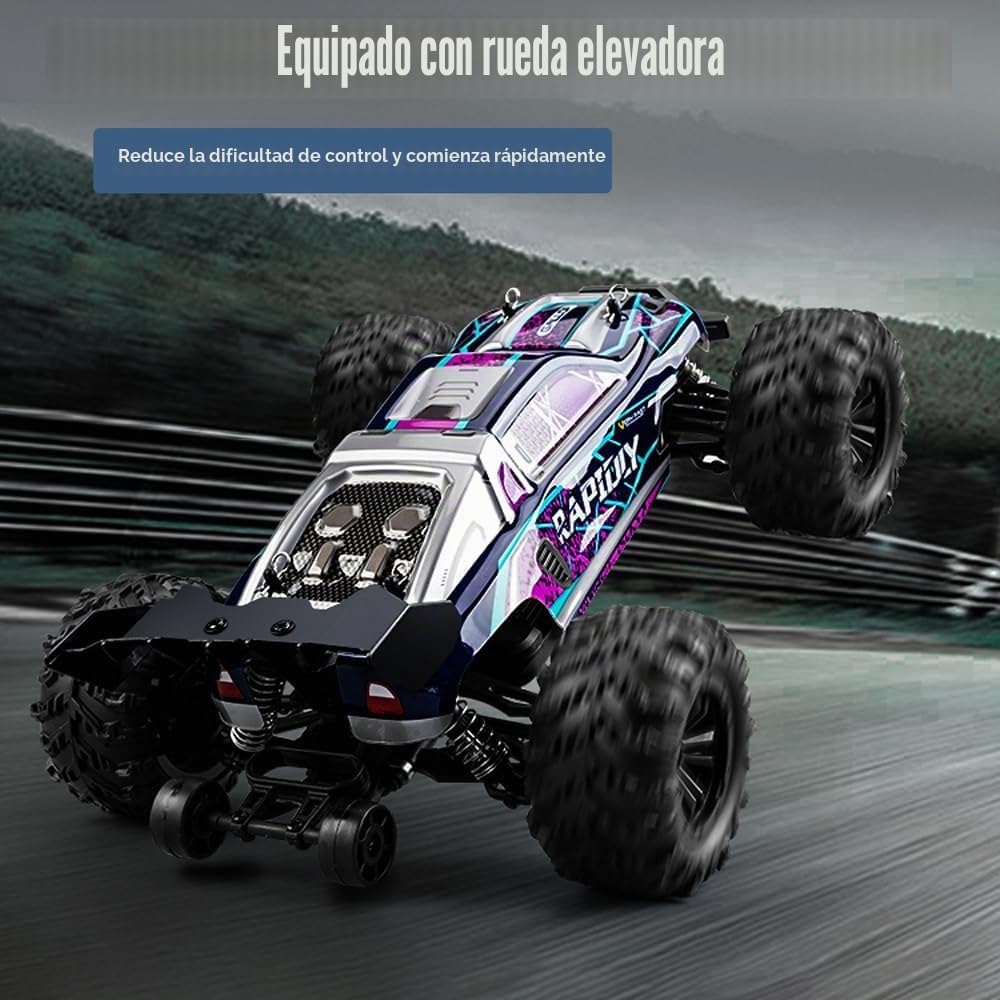 Coche teledirigido de 50 km/h, 1/16 RC de alta velocidad Offroad Drift Racing Carreras, 2,4 G Motor 4WD Off Road Race Buggy para adultos, 3 pilas (morado)