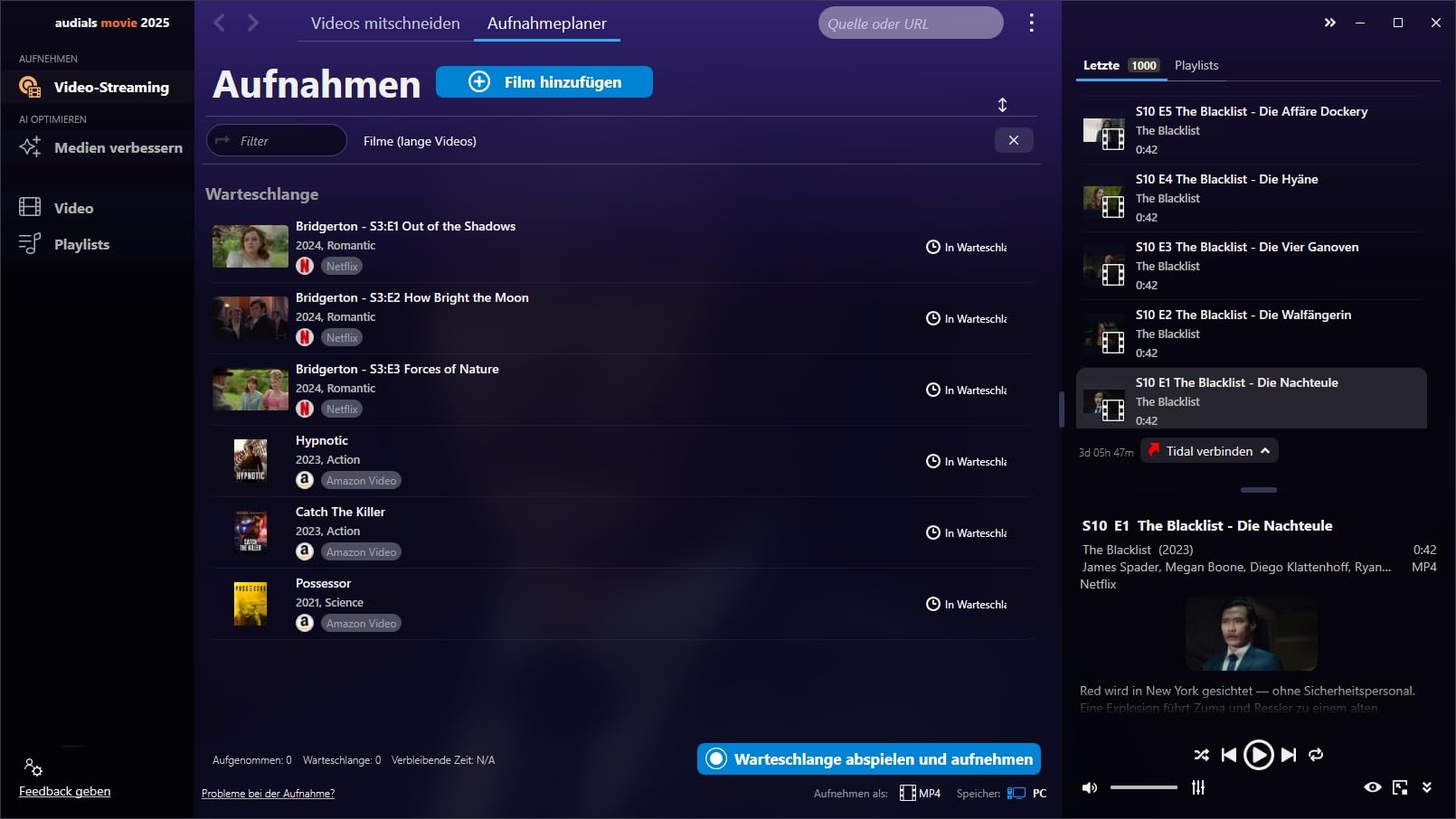 Audials Movie 2025 - Deutsch / Multilingual - Windows 11/10 - *Dauerlizenz* Videostreaming einfach aufnehmen und genießeAufnahmen von Netflix, Joyn, Paramount+, uvm. (Product Key Card) #PKC