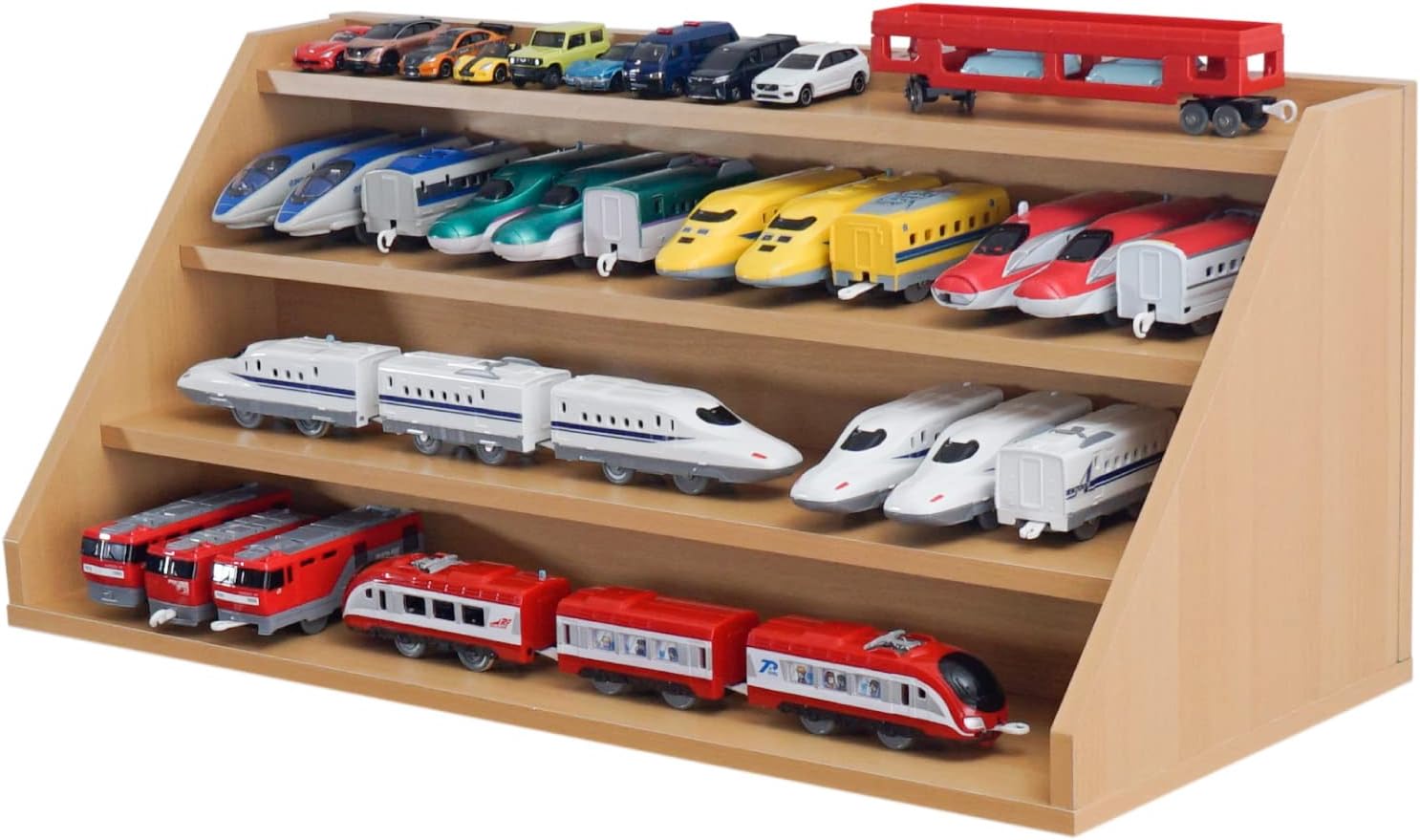 SemiSta 好きを飾ってお片付け 2WAY キューブボックスα ひな壇 プラレール ミニカー ぬいぐるみ ディスプレイ棚 カラーボックス 木製 おもちゃラック 収納棚 5段 絵本ラック 絵本棚 ナチュラル