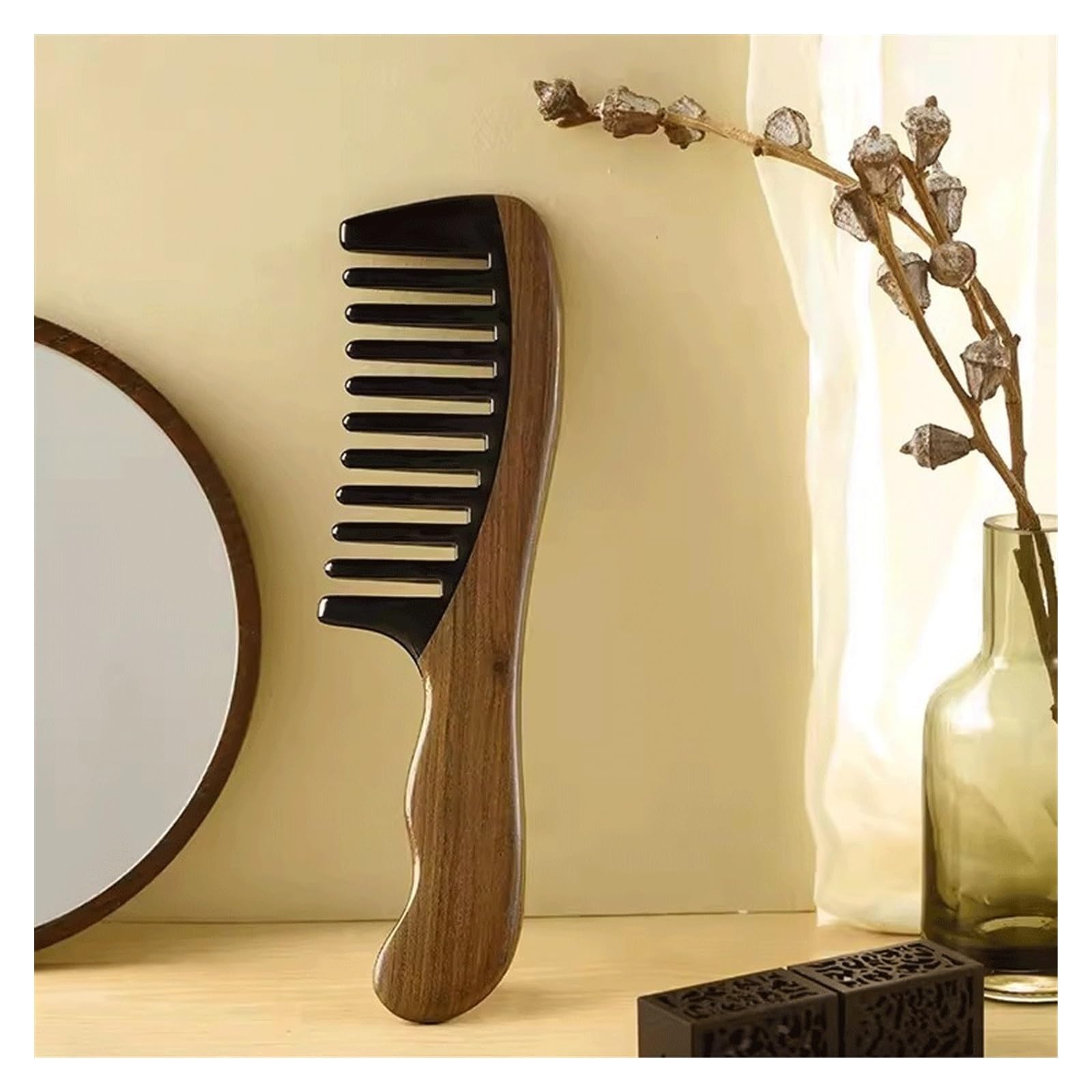 Peines de peinado Peine de madera de dientes anchos for hombres y mujeres, herramienta de peinado for masaje de cabello rizado Peine de pelo rizado