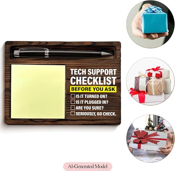 Tech Support Gifts for Women Men, Funny Gifts for IT Tech Guy Lovers Programmer Techies Checklist Before You Ask Sticky Note Holder Computer Office Desk Decor