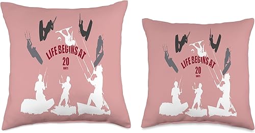 Miniatura 3 de Kitesurf Gifts and Surf Lover Tees by taiche Kiting Life Begins at Twenty Knot Kitesurfer Fun Quote 1 almohada de 16 x 16 pulgadas, multicolor