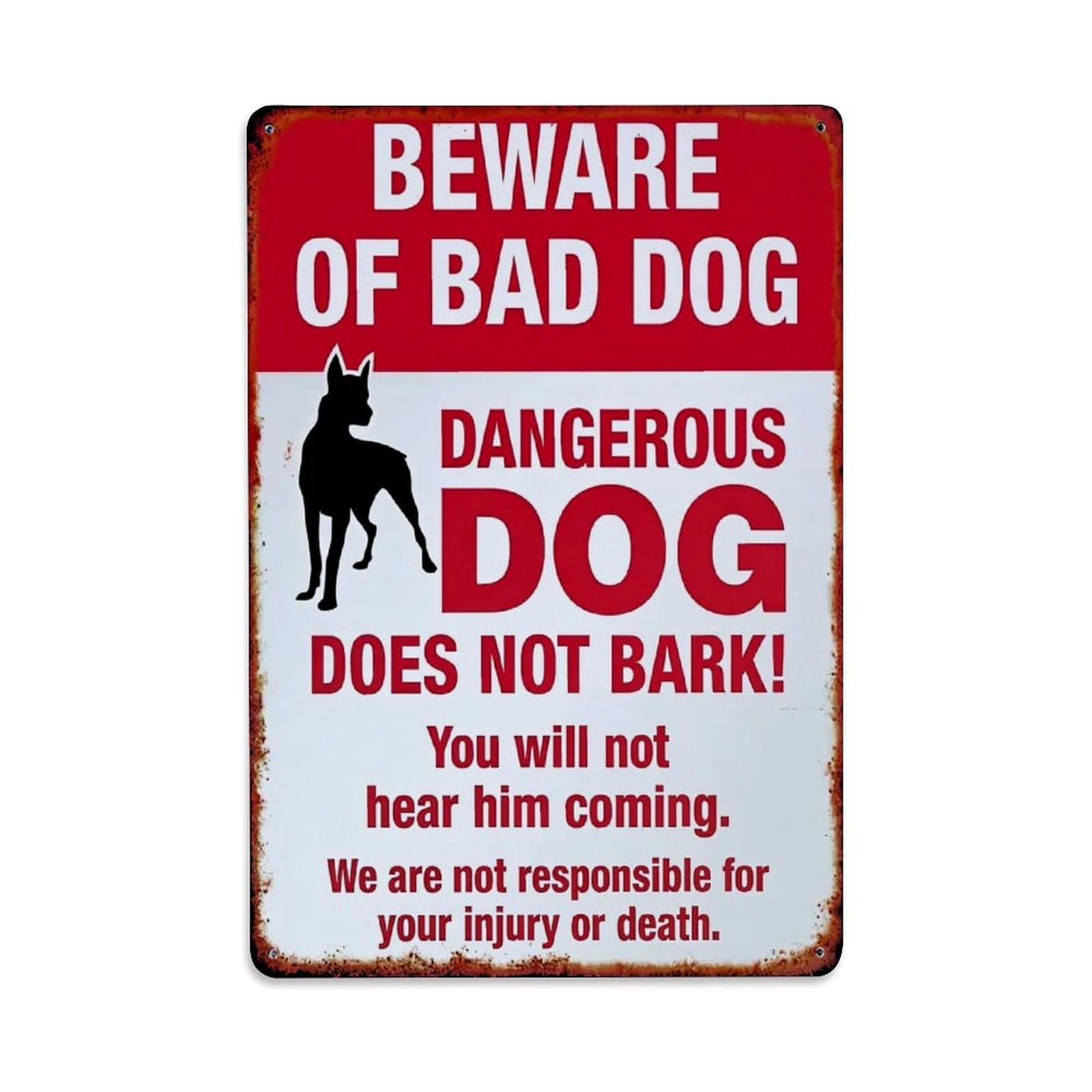Nestemfo Vintage Beware Of Bad Dog Sign Tin Sign Metal Sign, Living Room,Bar, Home, Bedroom Wall Decor,Retro Metal Poster 8X12 Inches