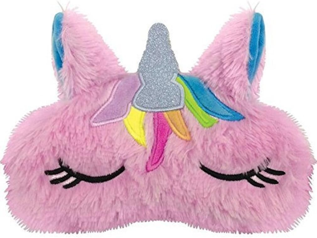 iscream Fairy Tale Dreamer Satin-Lined Embroidered Fur Sleep Mask for Girls - Sleeping Unicorn
