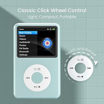 Mp3 Player with Bluetooth Y1 Portable Music Digital Players Supports Playlist Audiobook Video Nice Gadget for Kids Teal