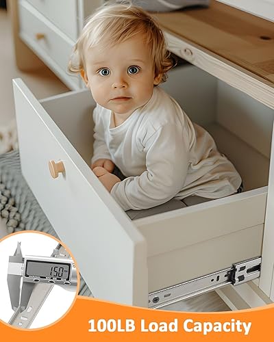 Miniatura 4 de Gobrico Diapositivas de cajón de 22 pulgadas, cierre suave automático, extensión completa, rodamiento de bolas, guías para gabinete de cocina