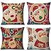 Sunshine smile 4 pcs Fundas navideñas para Cojines,Funda de Almohada de Navidad,Funda de Almohada Decorativa,Funda de Almohada decoración para hogar,Fundas para Cojines de Sofa (A)