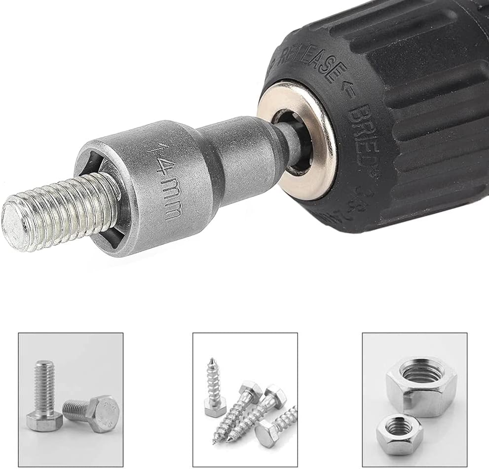 10 Pcs Quick-Change Magnetic Nut Driver Drill Bit Sets 1/4 inch Hex Shank 6-15mm Chrome-Vanadium Steel 65mm/2.5 Inch Length Metric Socket Wrench Drill Bit Power Tool