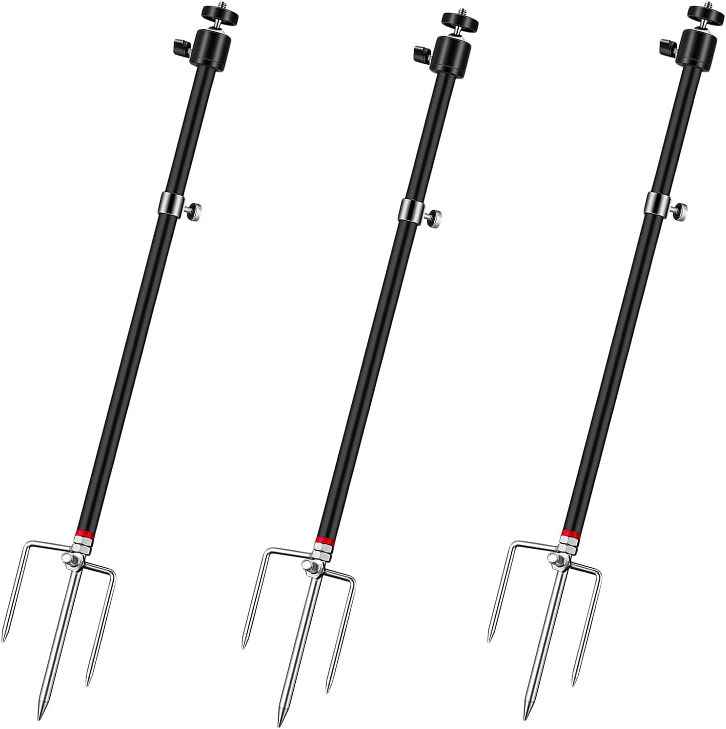 Trail & Game Camera Stand Mounts, 3-in-1 Aluminum, 360° Adjustable, Foldable, Compatible with 1/4''-20 Screw Devices for Trail Cameras, Solar Panels, Night Fishing Lights etc.(3 Pack)