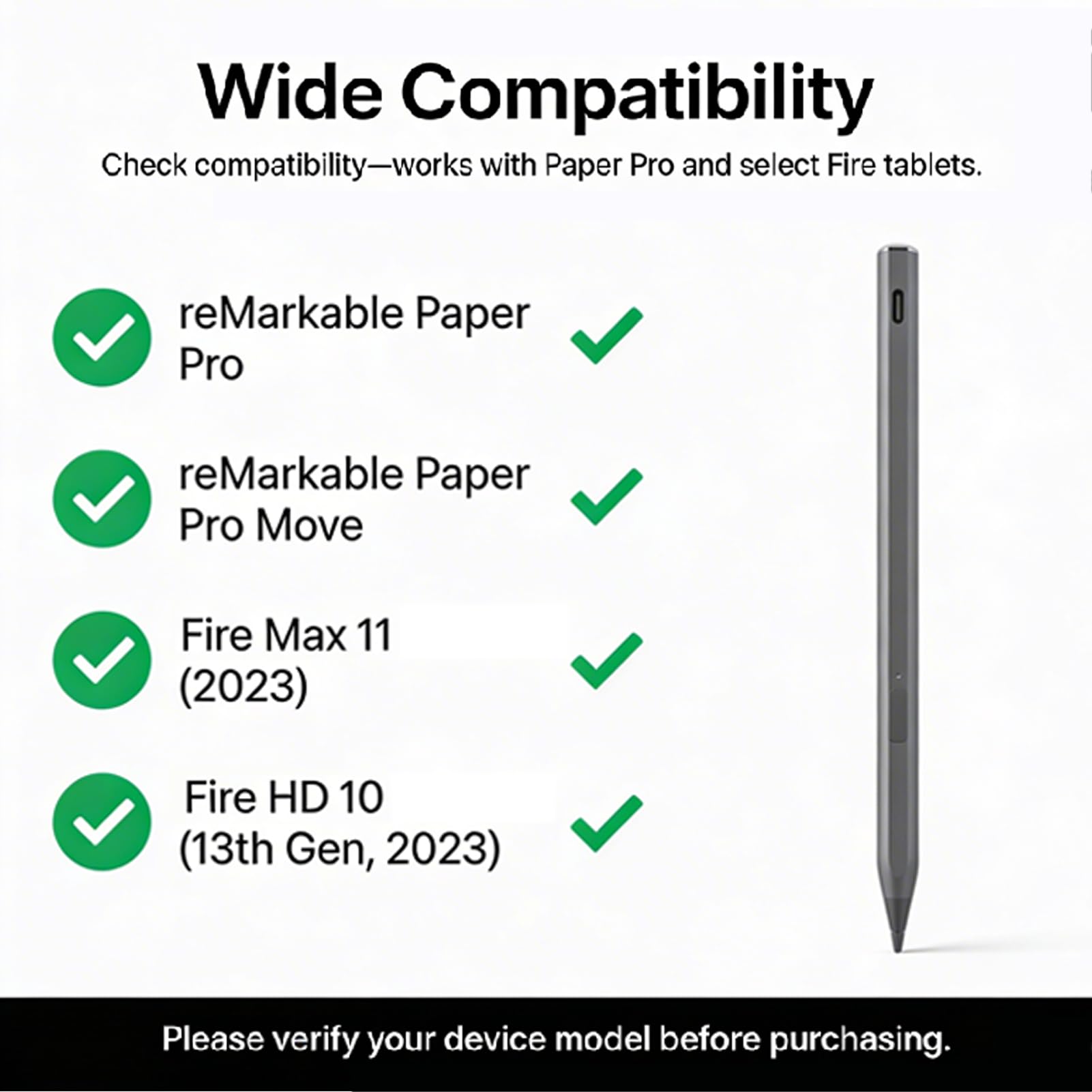 USI 2.0 Stylus Pen It per Remarkable Paper Pro e per Max 11, 4096 Livelli di Pressione Sensibilità All'inclinazione Matita Digitale Magnetica Ricaricabile con Rifiuto del Palmo (BLACK)