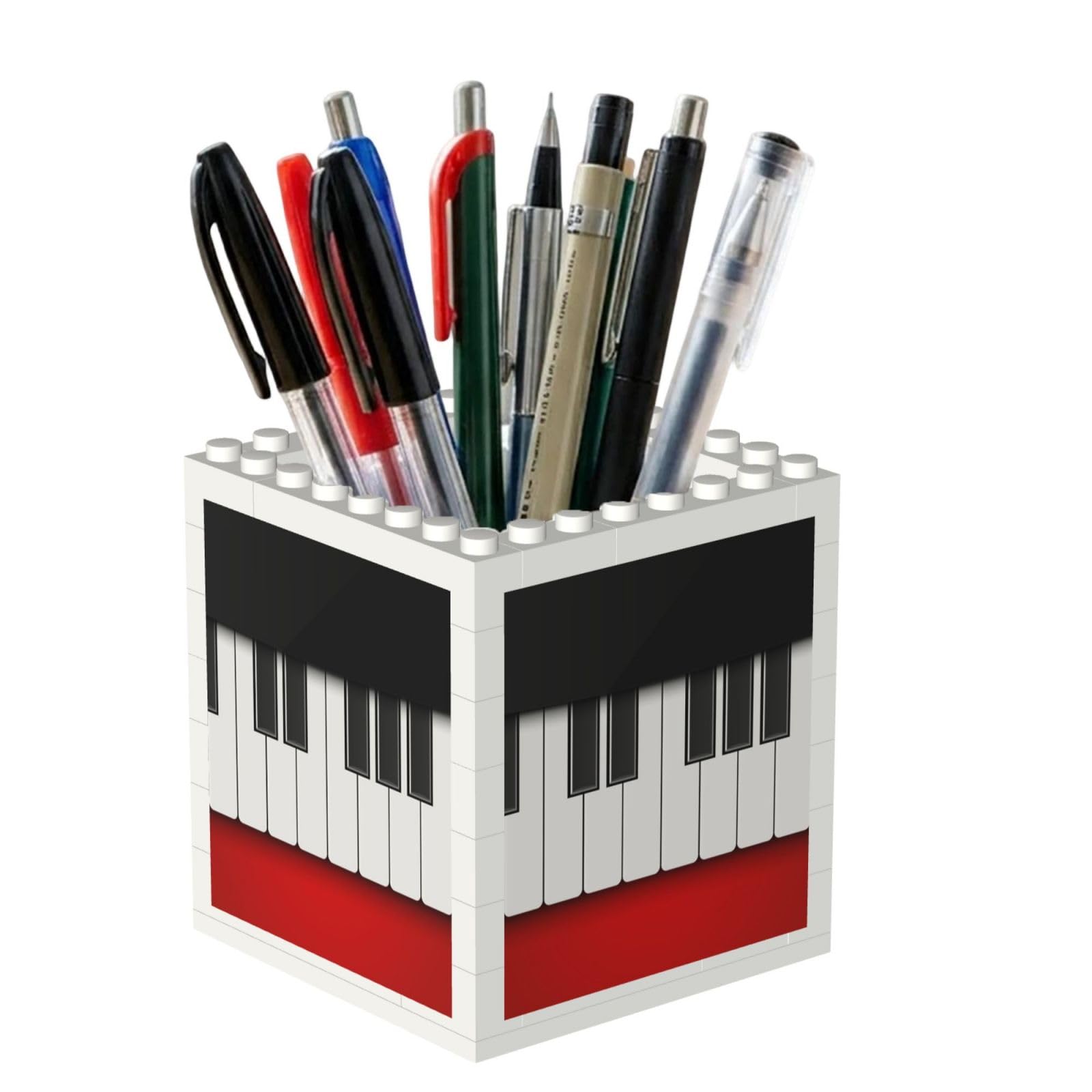 Poadnly Hand Drawn Piano, Pen Pot Pencil Holder for Office Home School, Compact Desk Organiser for Office Stationery