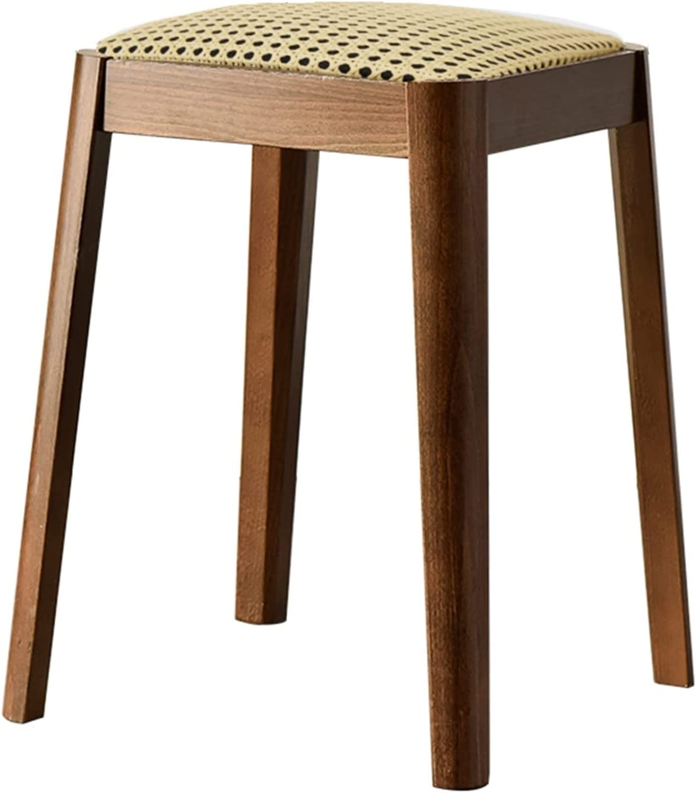 GRDDBZA Vanity Bench with Padded Cushion, Vanity Chair Dining Room Wooden Stool Bedroom Makeup Stool Reception Room Small Stool Wooden Dining Stool Stackable Design(Walnut), 30x30x46cm