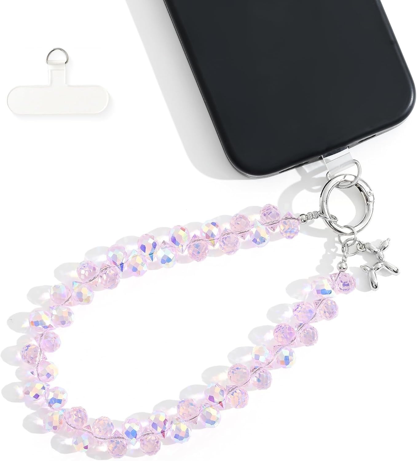 Crystal Phone Wrist Strap Phone Charm Chain Keychain Beaded Cellphone Lanyard with Tether Tab Hands-Free Wristlet Bracelet Wrist Grip Strap for Women-image-37