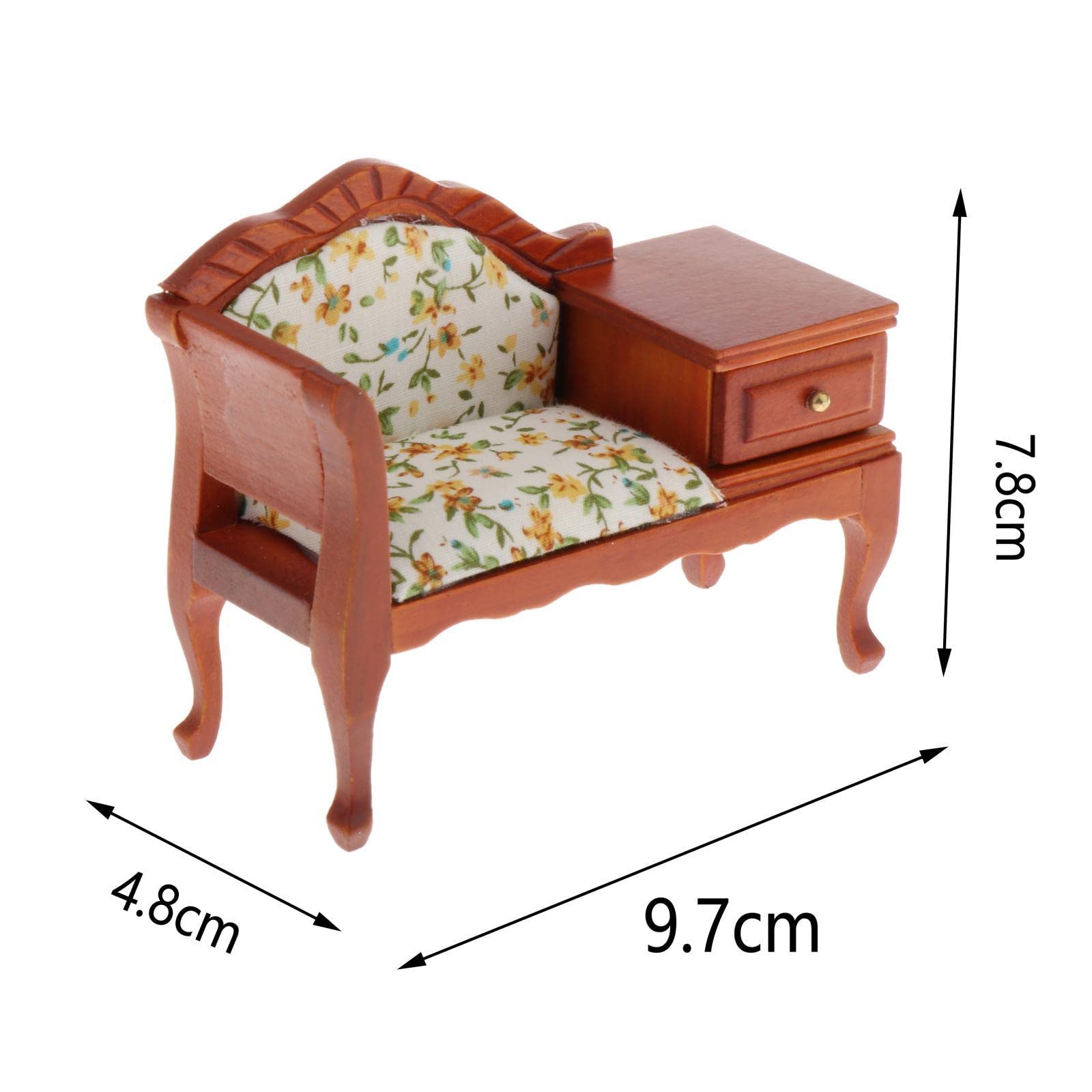 Juego de 5 muebles en miniatura para casa de muñecas, 1/12, de madera, estilo victoriano, sofá