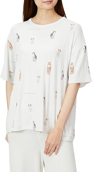 Amazon ジェラート ピケ アニマルパーティー柄tシャツ Pwct2242 レディース Blu F Tシャツ カットソー 通販