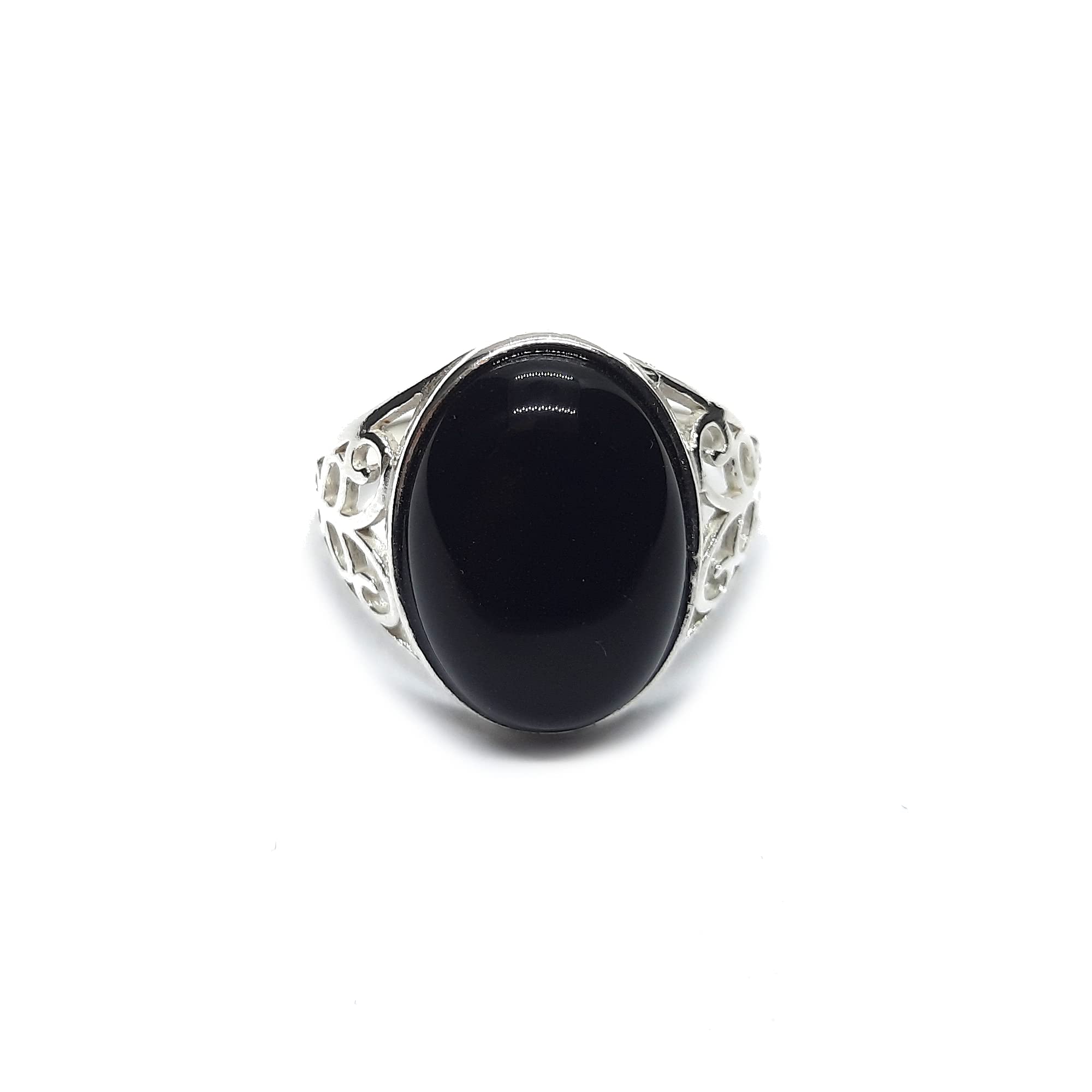 Anillo de Plata Esterlina Hecho a Mano Con Ónix Negro Genuino Sólido Estampado 925