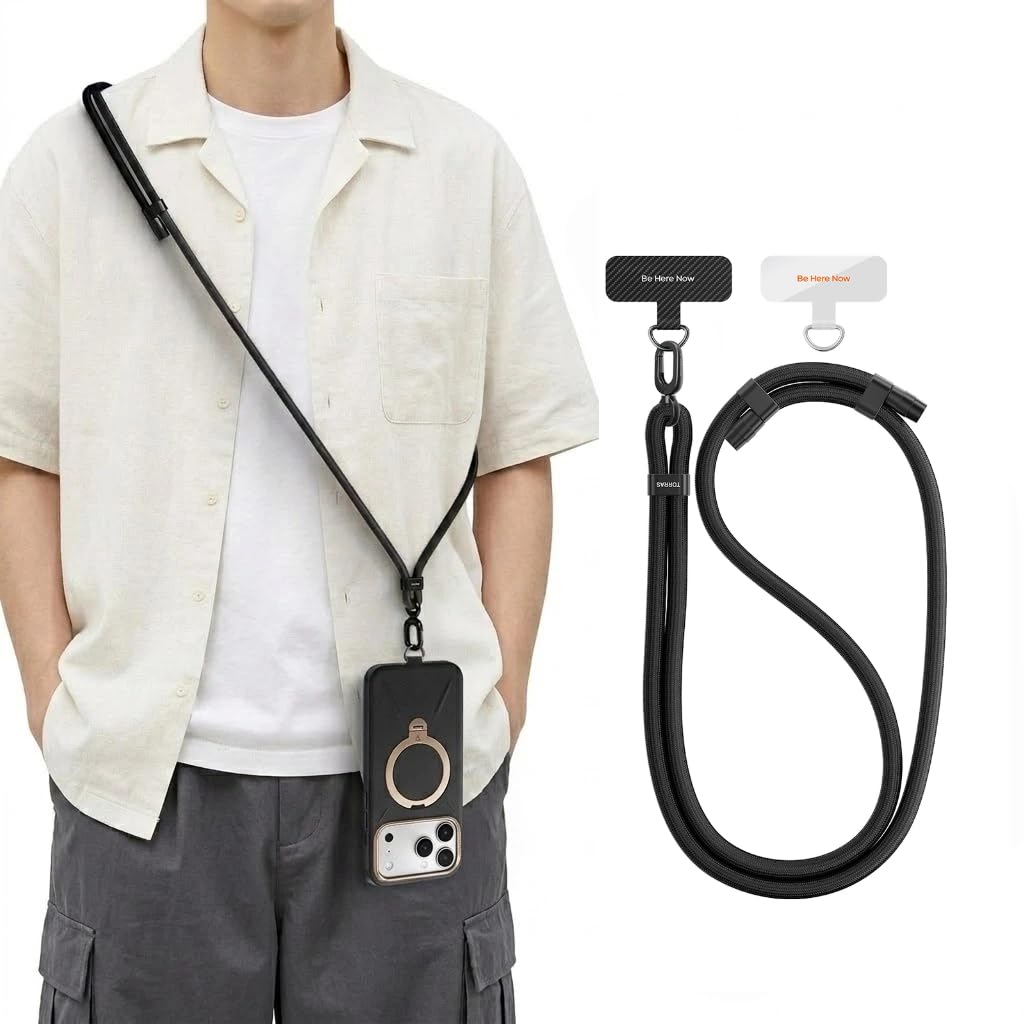 【Lightens Your Carry・Durability】Smartphone Strap iPhone 17 Series Compatible 2025 New Development Must-Have for Outings Adjustable Length Shoulder and Neck Strap Tag Patch 2-Pack Compatible with : Ele