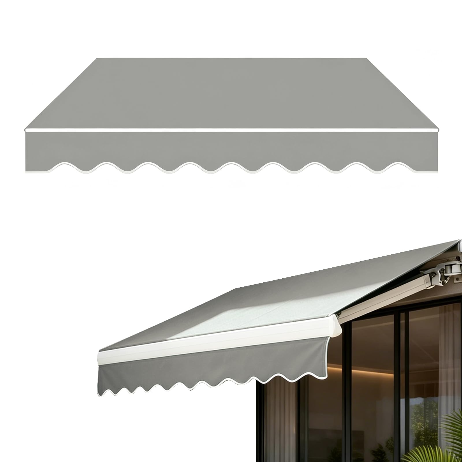 Awning Replacement Canopy, UV Protection Water Resistant 280D Oxford Cloth Sun Shade Cover for 2 x 1.5m Garden Awning (Grey, 2.5x2m)