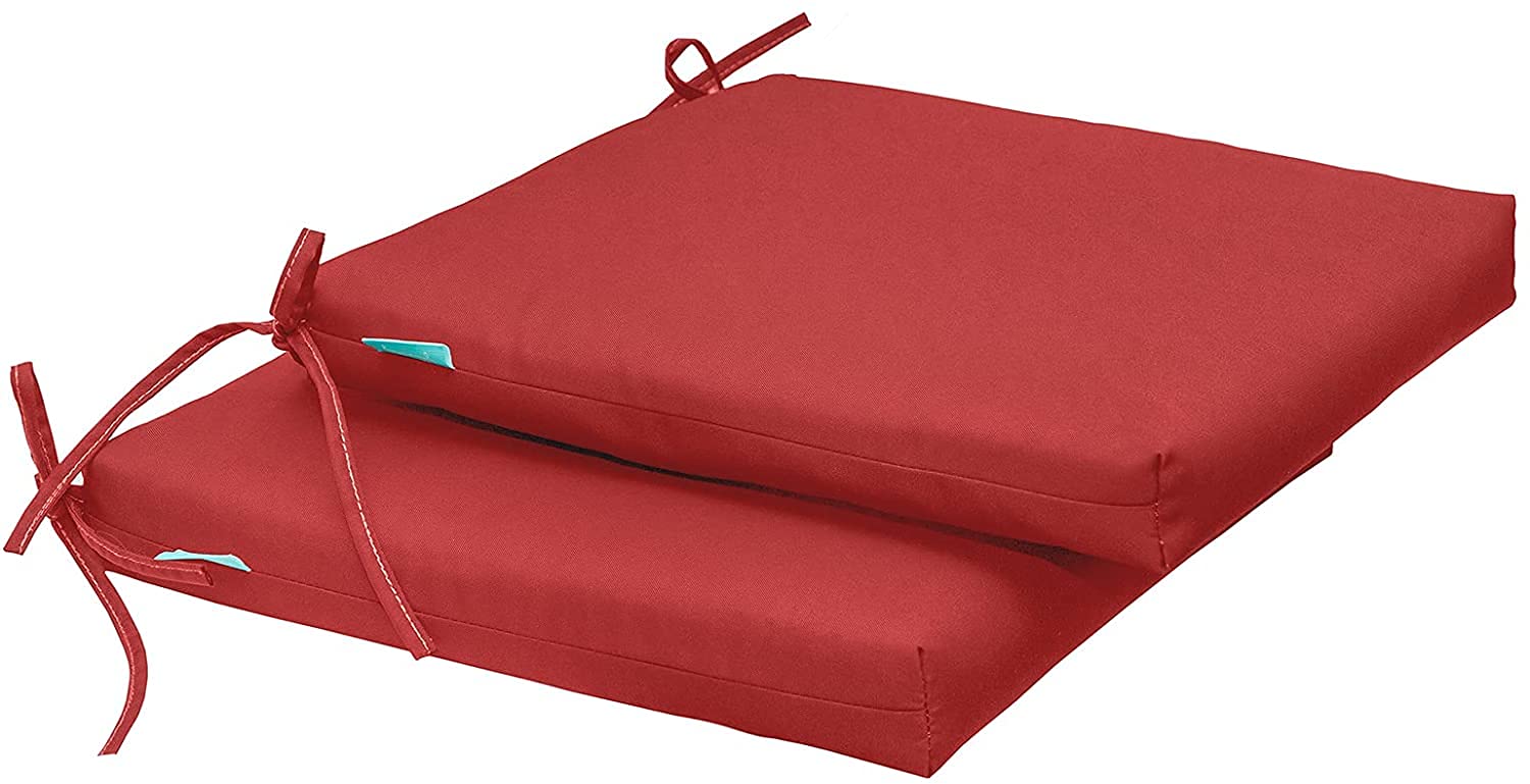 H B MSALA Outdoor Indoor Seat Cushions, Square Foam Dining Chair Pads,All Weather, 16"x16"x2",2 Count (Maroon)
