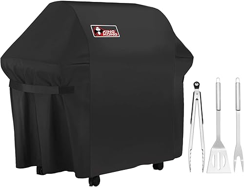 Kingkong 7107 Funda impermeable para parrilla de gas Weber Genesis serie E y S, incluyendo tenedor de carne de acero inoxidable, espátula y pinzas,