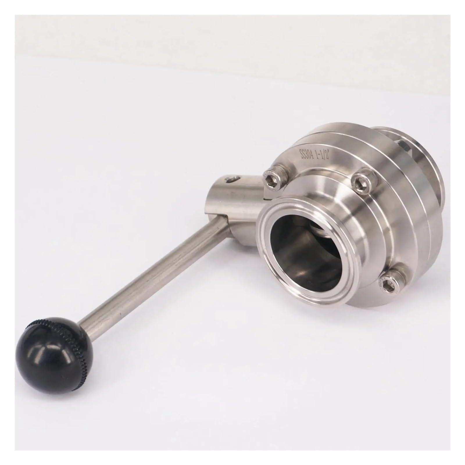 Válvula de mariposa de triple abrazadera sanitaria de acero inoxidable SS304 de 1-1/2 "38 mm for elaborar cerveza y productos lácteos