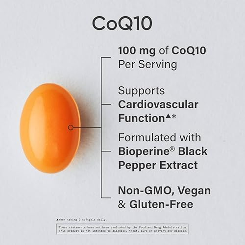 Miniatura 10 de CoQ10 (100 mg) mejorado con aceite de coco y bioperina (pimienta negra) para una mejor absorción, certificado vegano y verificado sin OMG (30