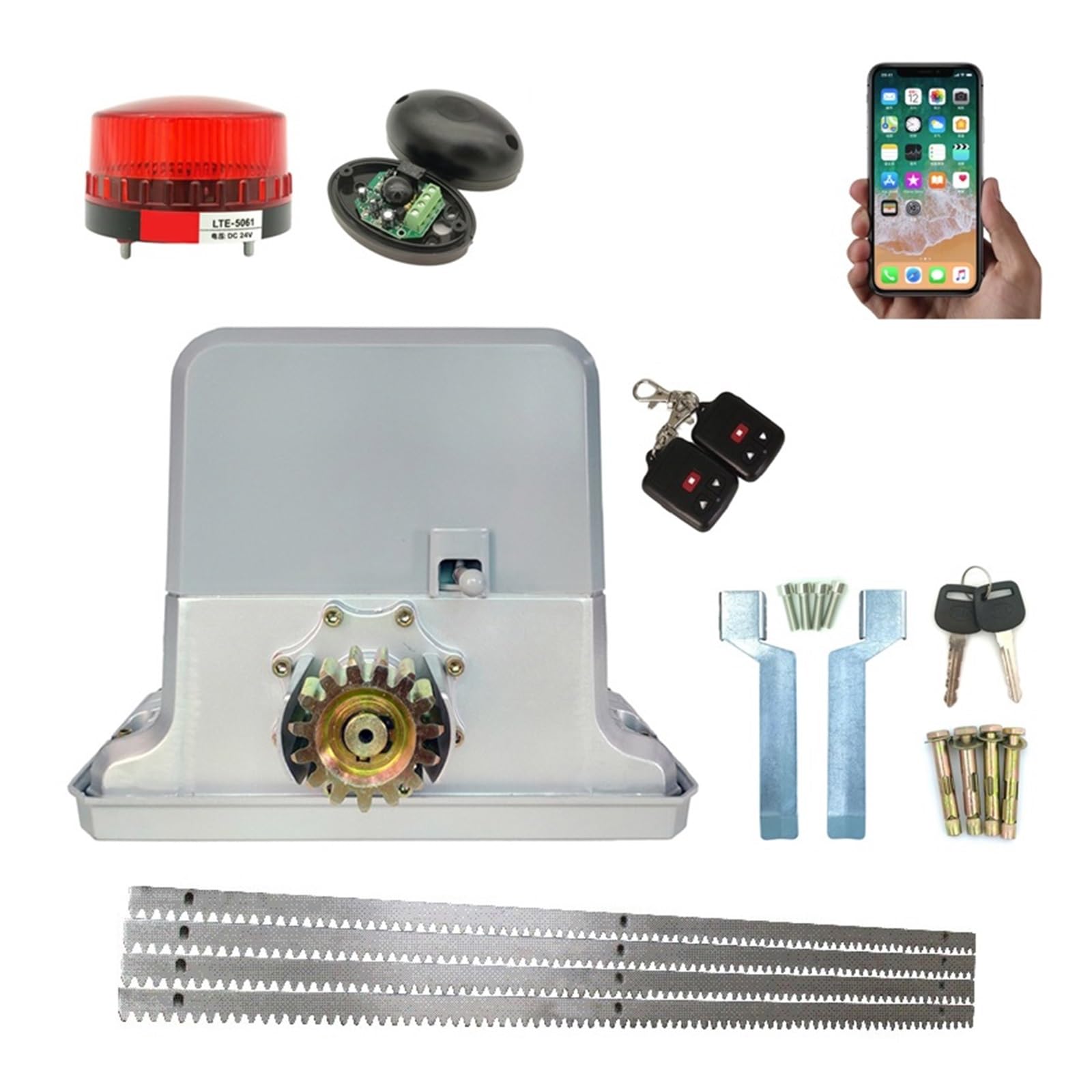 1800KGS Automatic Sliding Gate Operator of AC220V/110V Motor As Door Closer Gate Motor Engine(Sensor,Button,lamp, Optional) Pack(Kit10)