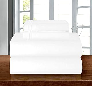 Elegant Comfort Queen White Microfiber Sheet Set 1500 Thread Count Wrinkle Resistant Deep Pocket 16" Luxury Bedding