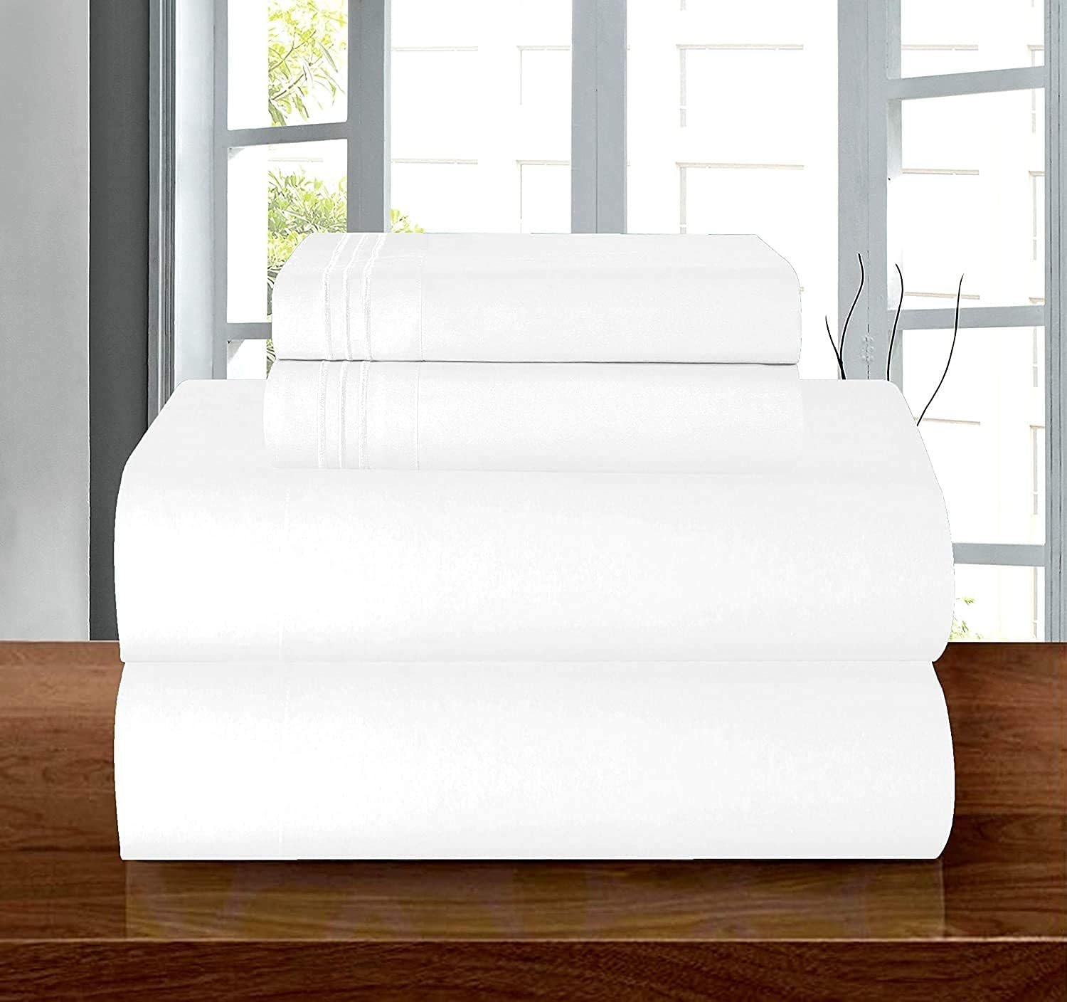 Luxury Soft 1500 Premier Egyptian 4-Piece Premium Hotel Quality Wrinkle Resistant Coziest Bedding Set, All Around Elastic Fitted Sheet, Deep Pocket up to 16inch, King, White