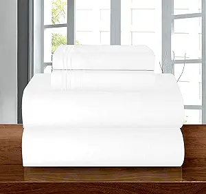 Elegant Comfort Luxury Soft 1500 Premier Egyptian 4-Piece Premium Hotel Quality Wrinkle Resistant Coziest Bedding Set, All Around Elastic Fitted Sheet, Deep Pocket up to 16inch, King, White