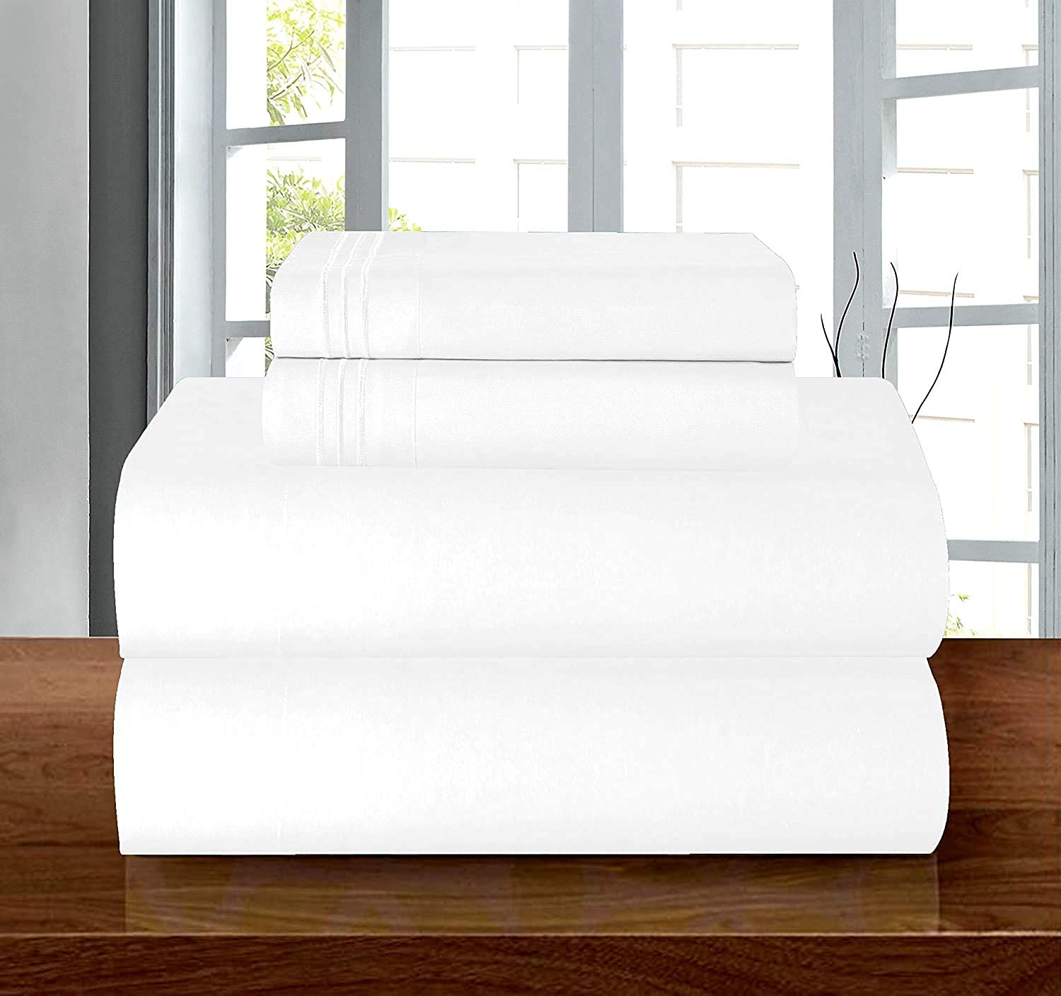 Elegant Comfort Luxury Soft 1500 Premier Egyptian 4-Piece Premium Hotel Quality Wrinkle Resistant Coziest Bedding Set All Around