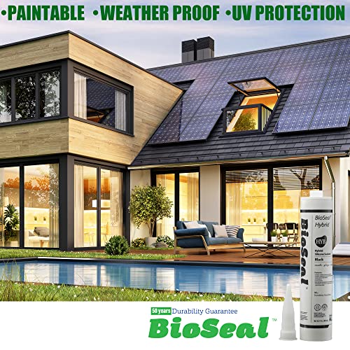 Image of Black Paintable Hybrid BioSeal Silicone Sealant Caulk Paintable Waterproof 10.1 oz Black Caulking Silicone Adhesion for RV /Auto /Metal /Glass for Leak Sealing - Pack of 1