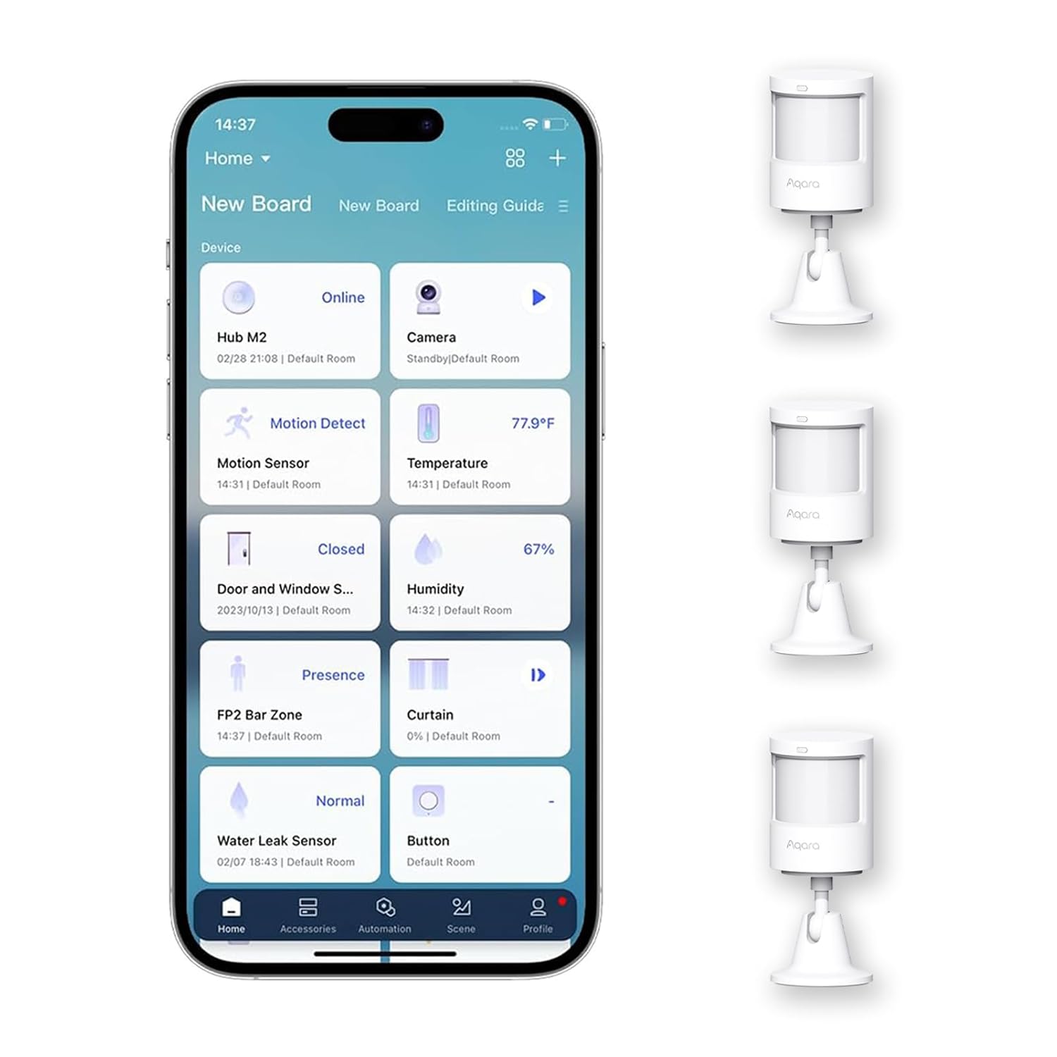 Aqara Zigbee Motion Sensor P1-3 Pack, Smart Motion Detector for Alarm System and Home Automation, Aqara Hub Required, 5 Ye