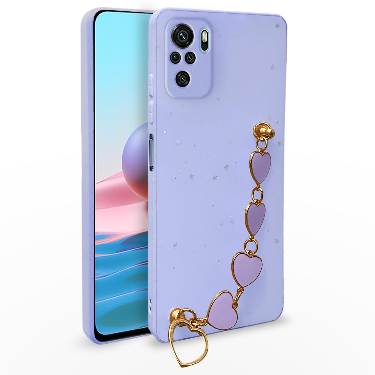 Pikkme Redmi Note 10 / Note 10s Back Cover for Girls | Heart Shaped Metal Chain Blocks | Sparkling Soft TPU | Case for Redmi Note 10 / Note 10s (Purple) (B0C2VQ5HJN) Amazon Price History, Amazon Price Tracker