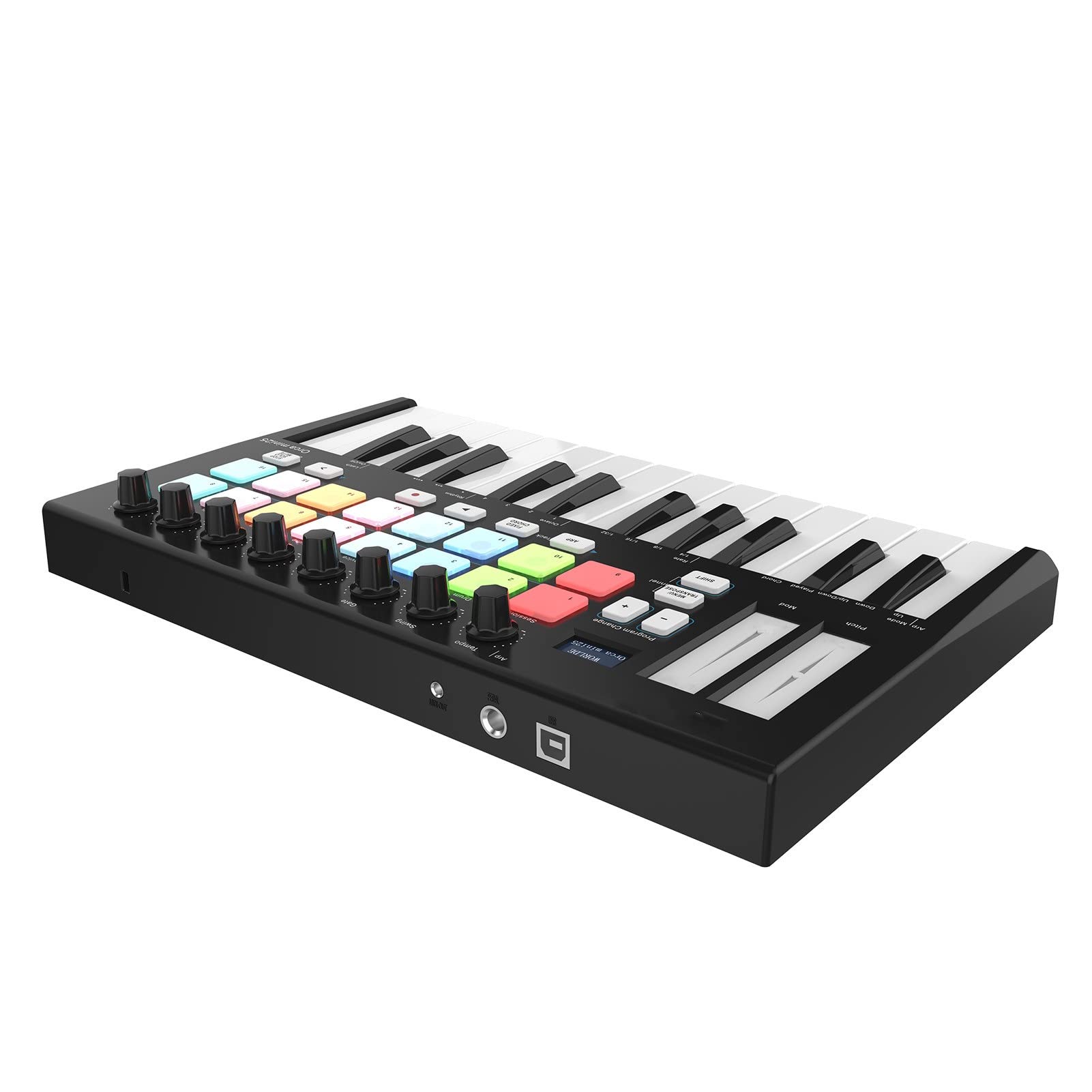 Clavier Piano Portable 25-clé USB MIDI Contrôleur De Clavier avec 16 RVB Pads De Déclenchement Rétro-éclairé 8 Boutons De Commande Assignables