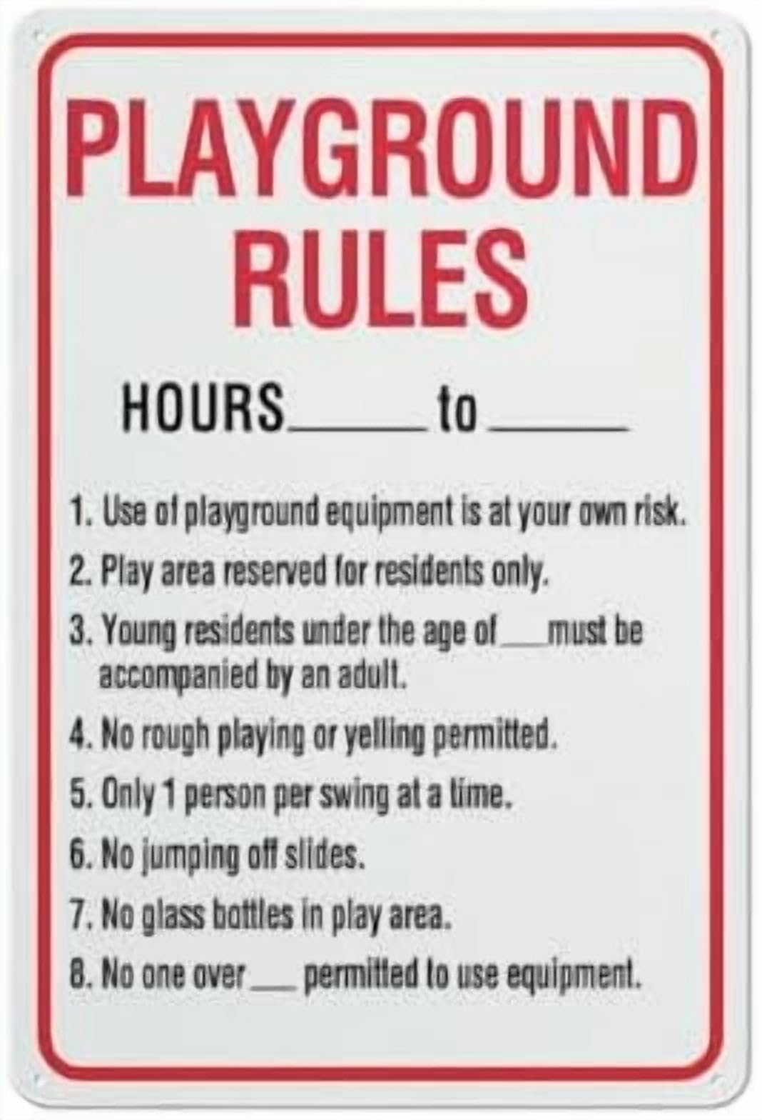 (2-Pack) Metal Tin Sign Playground Rules Sign 8X12 Inch Rust Free Easy To Read & Sturdy Keep Out Outdoor Signs For Home Farm Yard