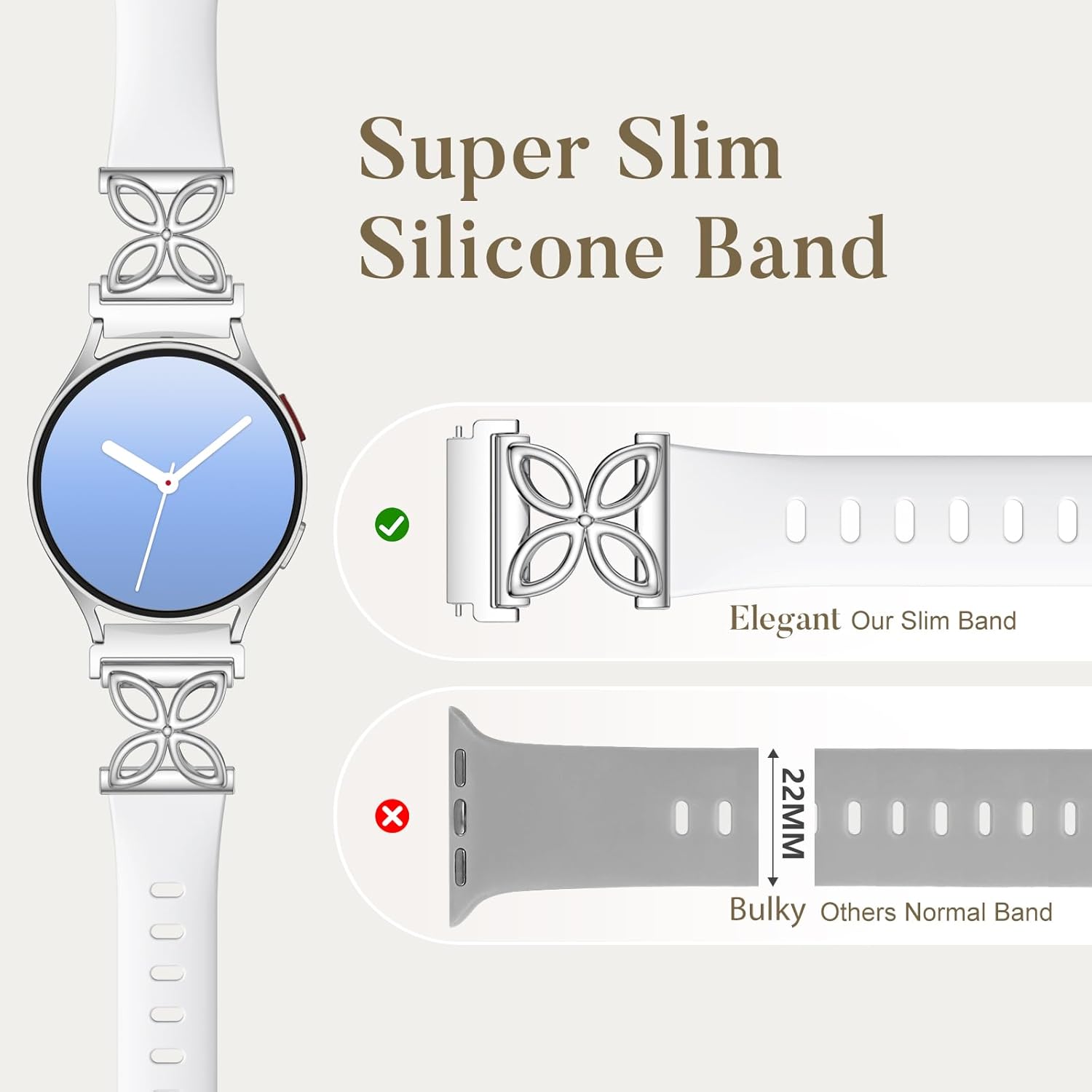 Slim Silicone Band Compatible with Samsung Galaxy Watch 7 Band 6 5 4 Active 2 FE 40mm 44mm/Watch 6 4 Classic/5 Pro/3, Thin 20mm Watch Band Sport Straps for Samsung Watch Bands Women - Image 4