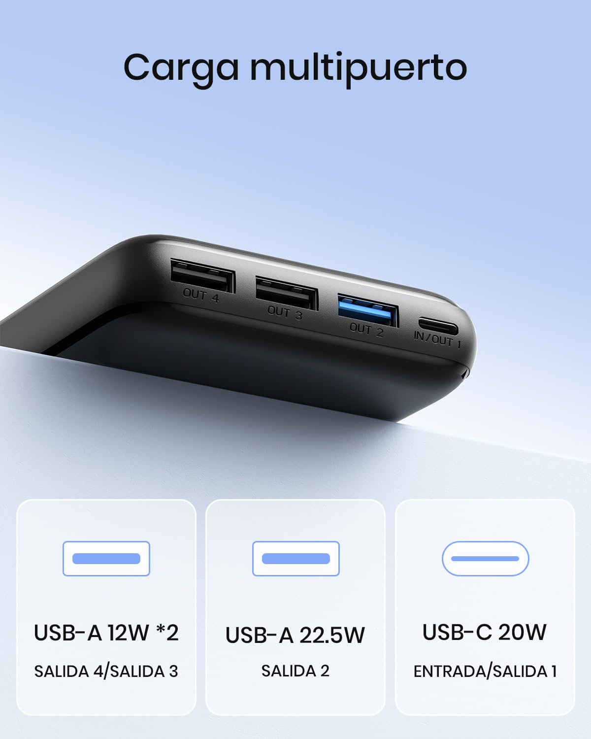 A ADDTOP Power Bank 20000mAh Batería Externa - 22,5W USB C Carga Rapida Cargador Portátil con 4 Salidas Bateria Portatil para Teléfono Tabletas — view 4