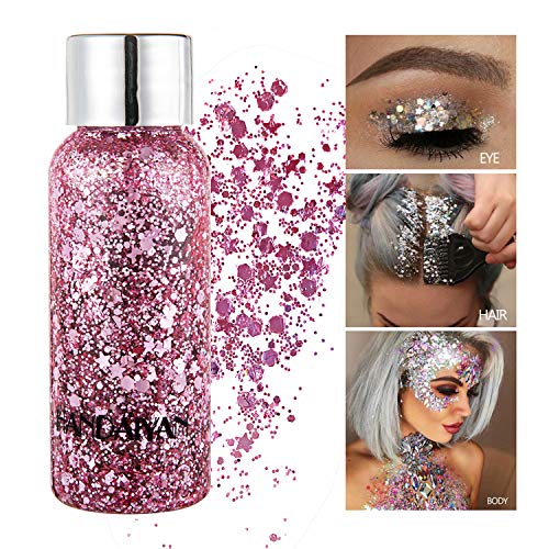 Gl-Turelifes Mermaid Sequins Chunky Glitter Liquid Eyeshadow Glitter Body Gel Festival Glitter Cosmetic Face Hair Nails Makeup 30G #TOP3