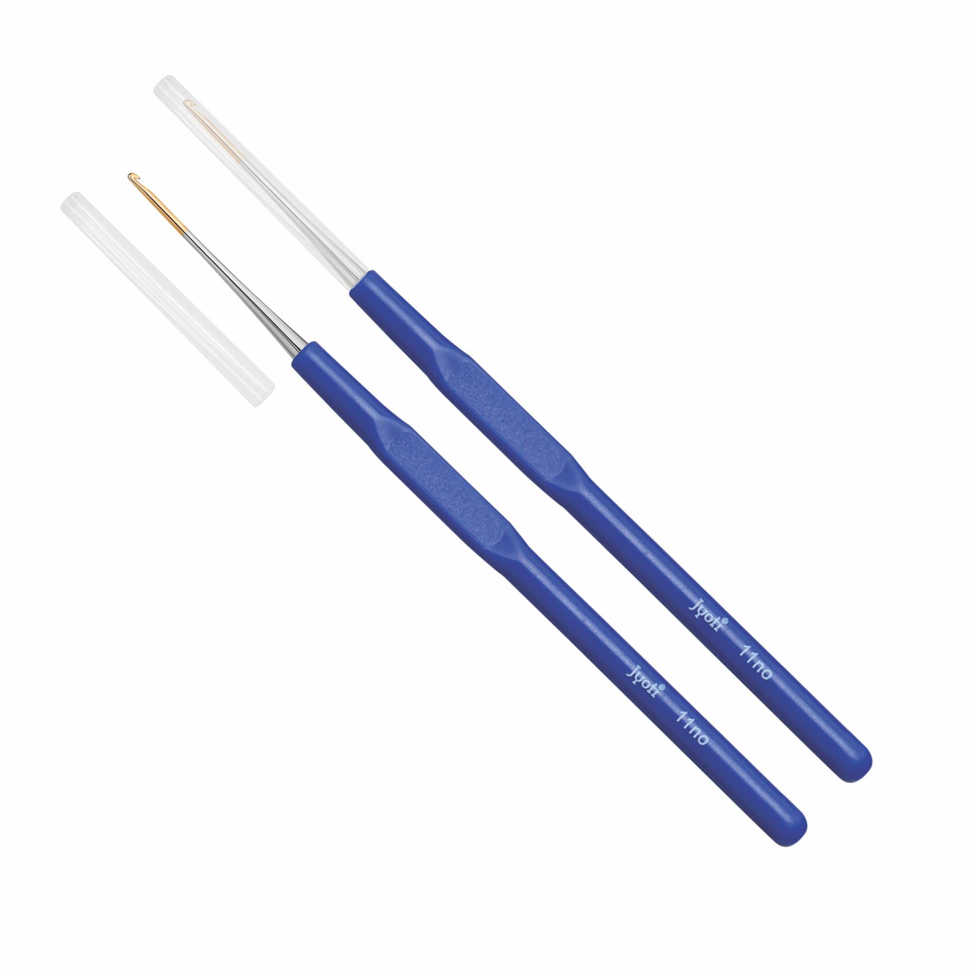 Jyoti Crochet Hook Steel (Gold Point) with Plastic Handle for Thread Work, Hand Knitted Sewing DIY Craft Weaving Needle, Ideal for Sweater, Purses, Scarves, Hats #15519 (6"/15cm of Size 7-12) - 10 Pcs-image-1