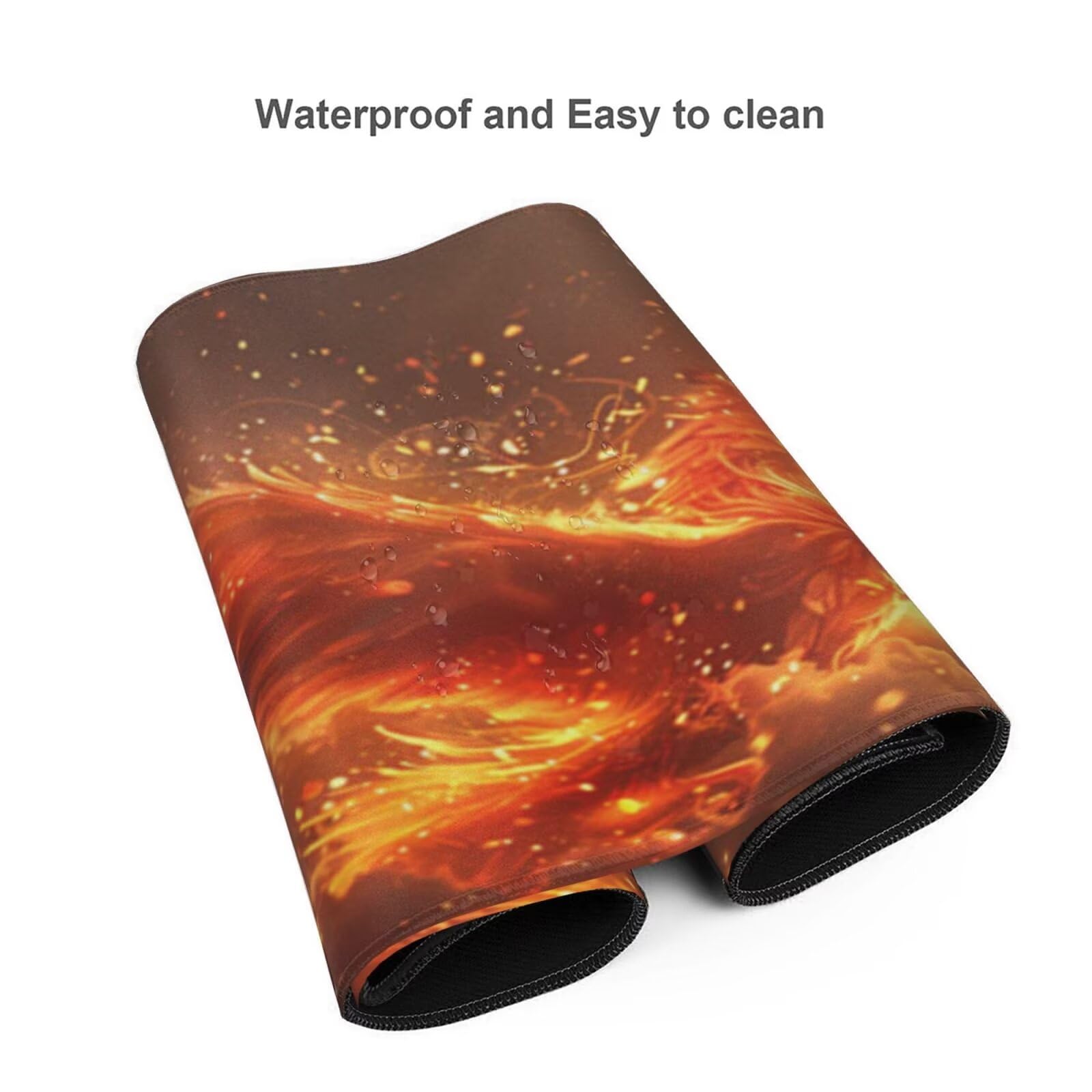 Podkładka pod mysz 120 x 60 cm Duża podkładka pod mysz XXL, Feniks Fire Podkładka pod mysz do biura dla graczy, zszyte krawędzie, antypoślizgowa gumowa podstawa, podkładka pod klawiaturę i mysz