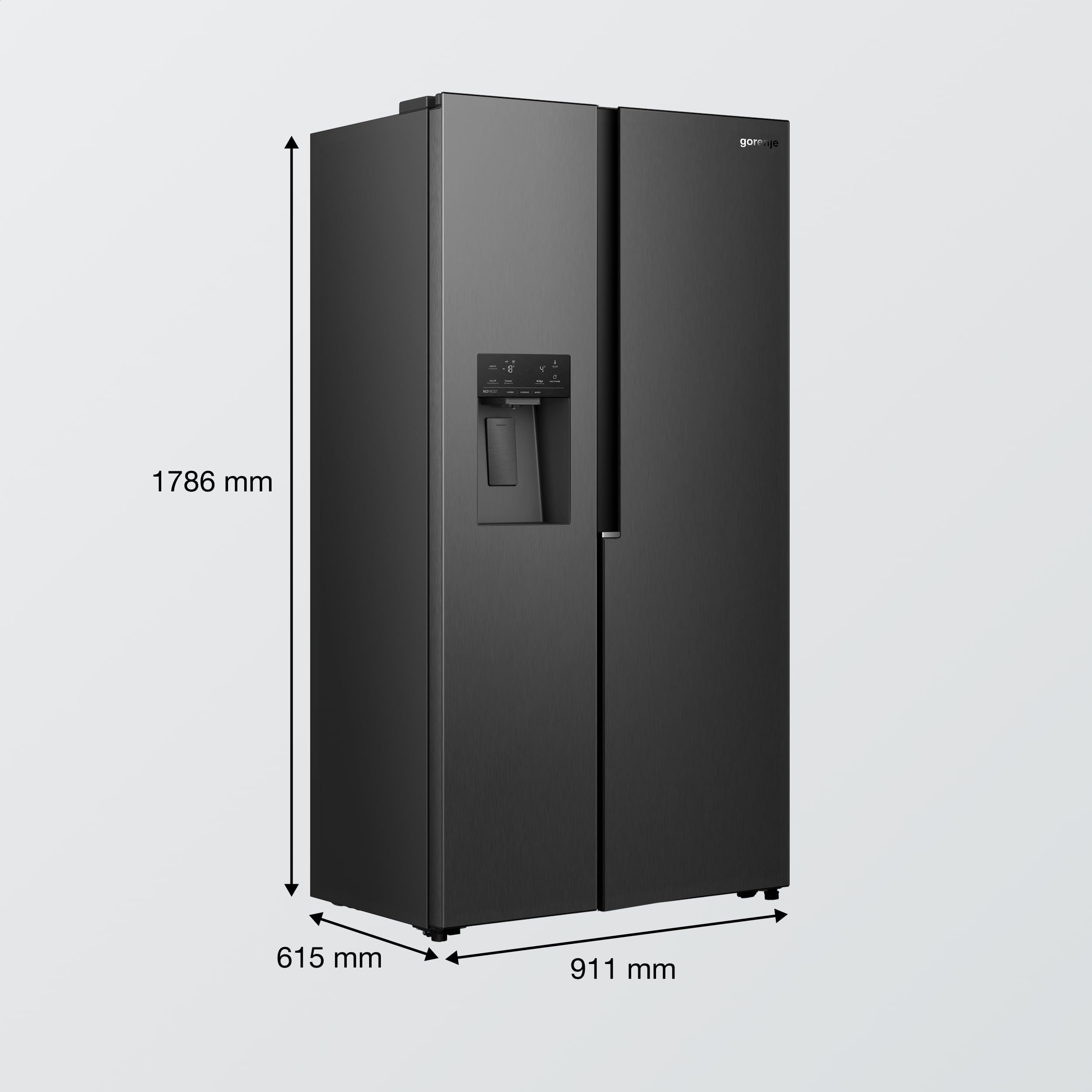 Gorenje NRS917C61BX Kühl-Gefrierkombination/Freistehend/Side-by-Side/ 528 Liter/EEK C/ 37dB/ Eis&Wasserspender/NoFrost Plus/MultiFlow 360°/ FastFreeze/ (B×H×T): 91,1 × 178,6 × 61,5 cm/Schwarz