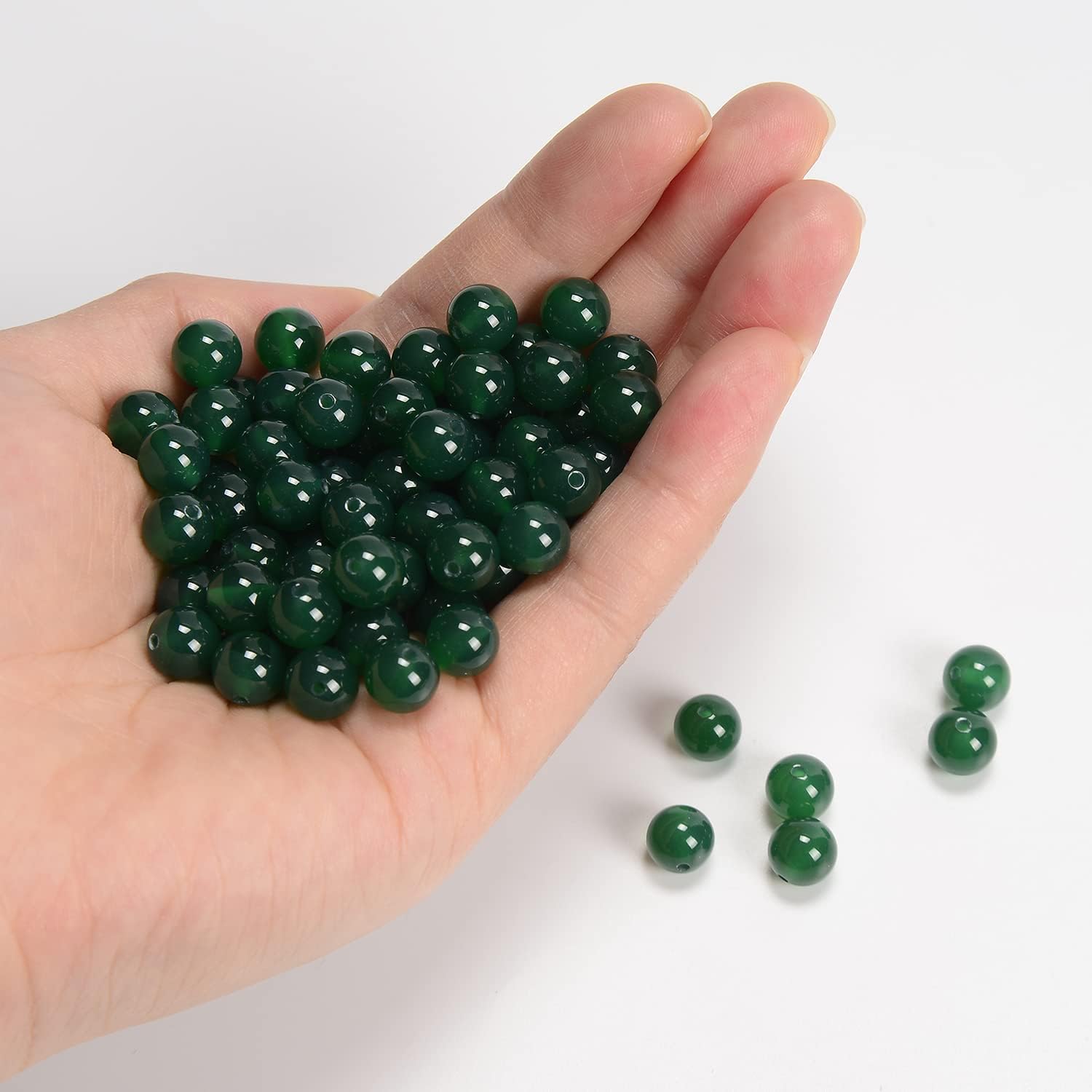 NCB 8mm Original Green Agate Loose Semi Precious Beads Round Smooth Gemstones SpacerBeads for Jewelry Making 100PCS (8mm 100Beads, Green Agate) - Image 6