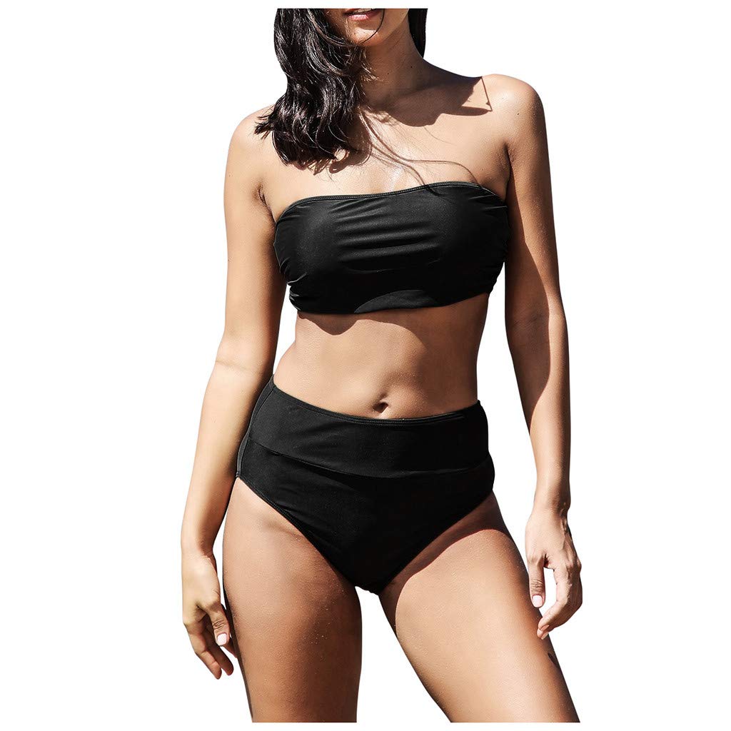 WENOVL bañador Push up con Relleno, Traje de Baño Sexy Bañador de Baño Conjunto de Bikini Traje de Baño De Moda Verano Rayas Tops y Braguitas 2 Piezas TR