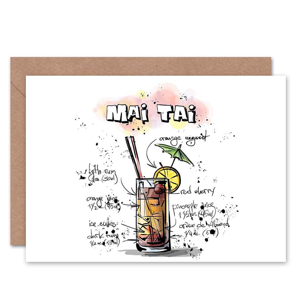 Artery8 Mai Tai Cocktail Drink Recipe Birthday Card